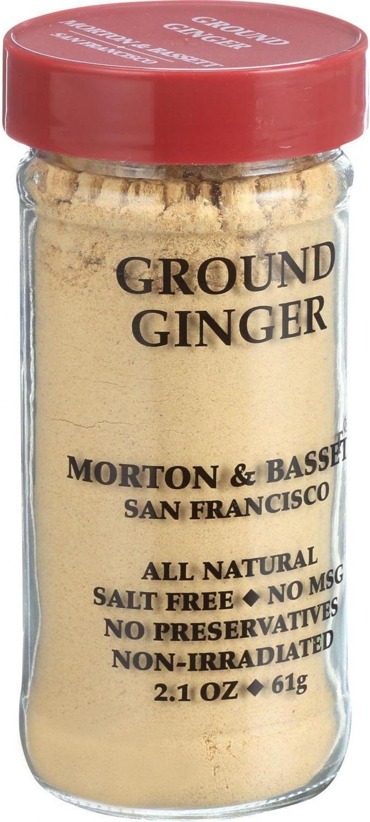 Morton & Bassett Ground Ginger, 2.1 oz – Non-GMO, Salt-Free, Zesty Spice for Baking, Sauces & Asian Cuisine