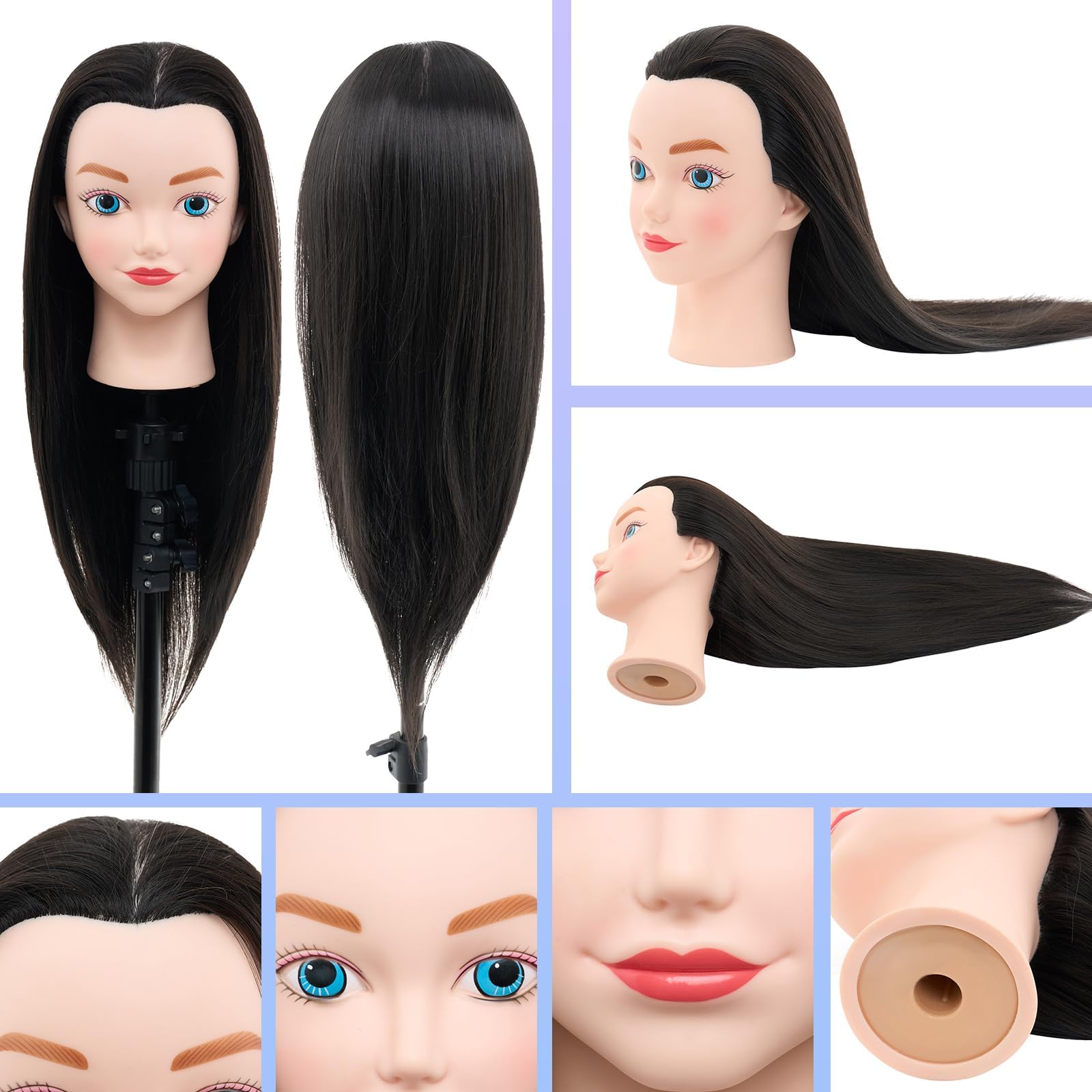 Neverland 20" Testa Studio Parrucchiere Fibra Sintetica per Parrucca con Morsetto DIY Hair Styling Tools