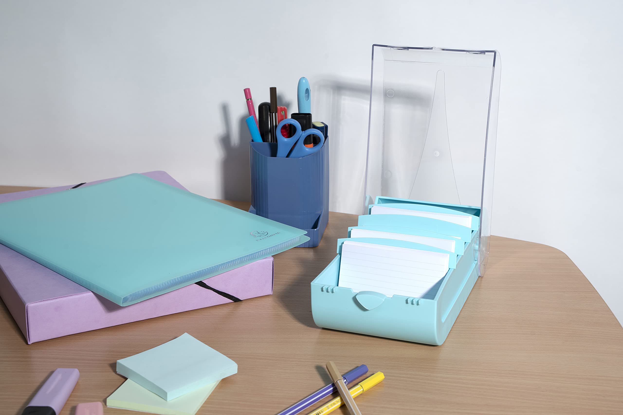 Exacompta - Ref. 5349623D - Karton mit 8 Learning Box BUNNYBOX A7 Aquarell - Maße 25 x 13,2 x 8,5 cm - Kapazität bis zu 900 Karten im Format A7-4 verschiedene Farben