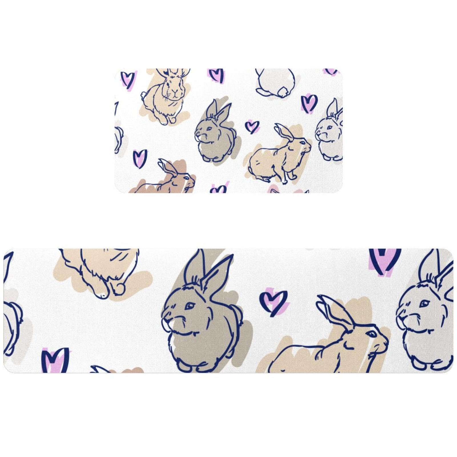 Alfombrilla de cocina absorbente que evita resbalones con tierno diseño de conejo