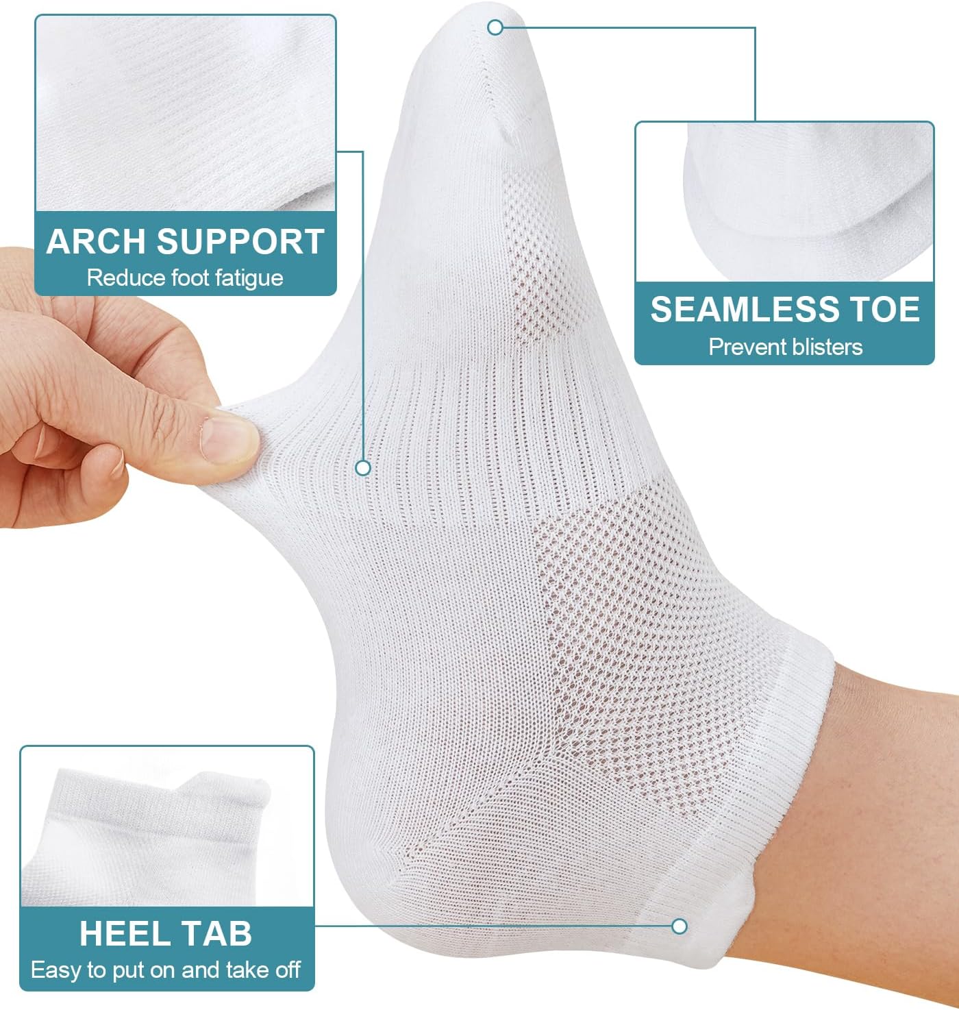 Breslatte 6pairs Ankle Socks for Women Men Breathable Mesh Low Cut Socks Soft Cotton Daily Athletic - Image 3