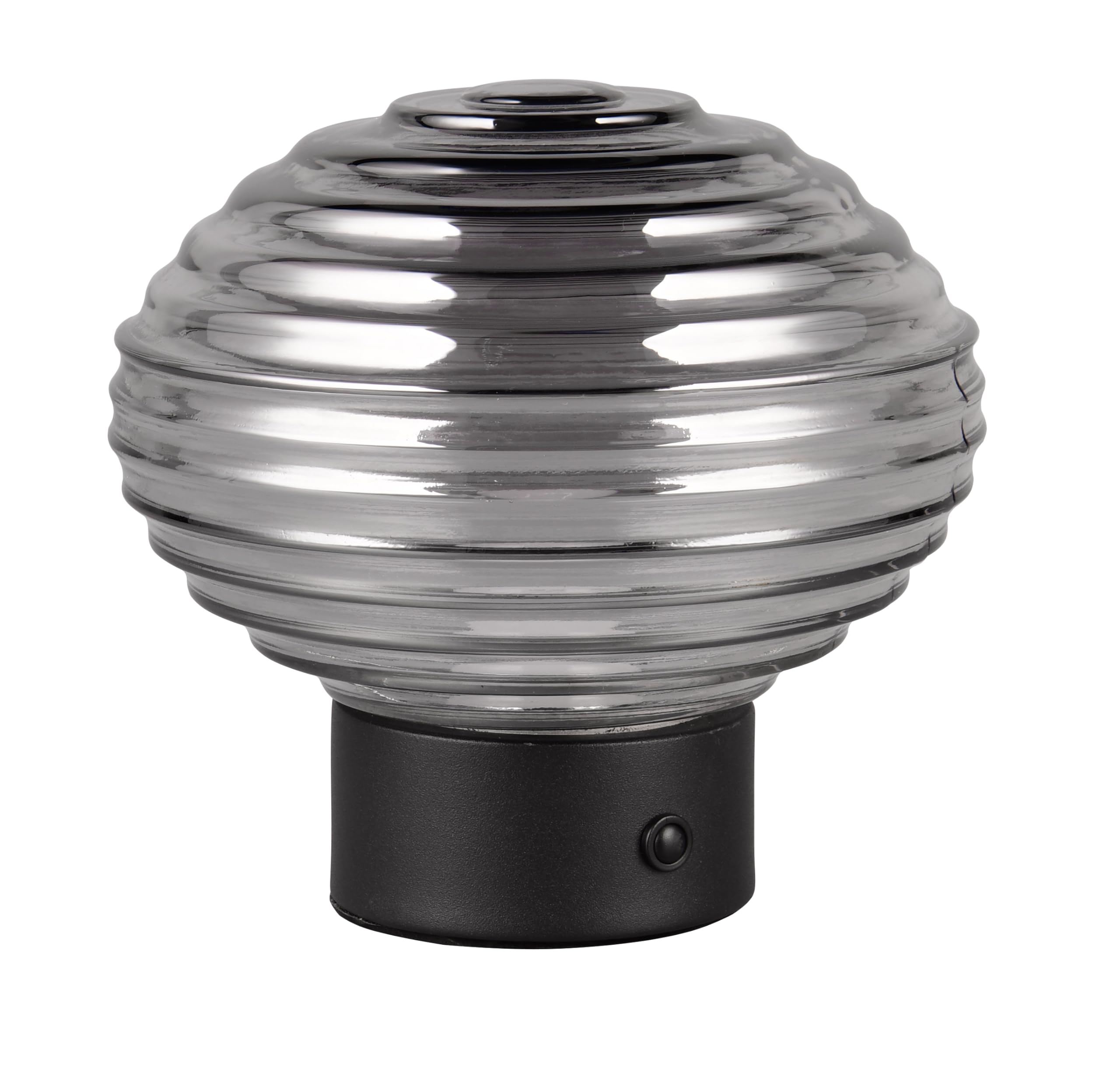 RL LIVE YOUR LIGHT Reality Leuchten Earl R57771154 LED Battery Table Lamp Metal Black Matt Glass Smoke with 1.5 Watt LED, 4-Way Touch