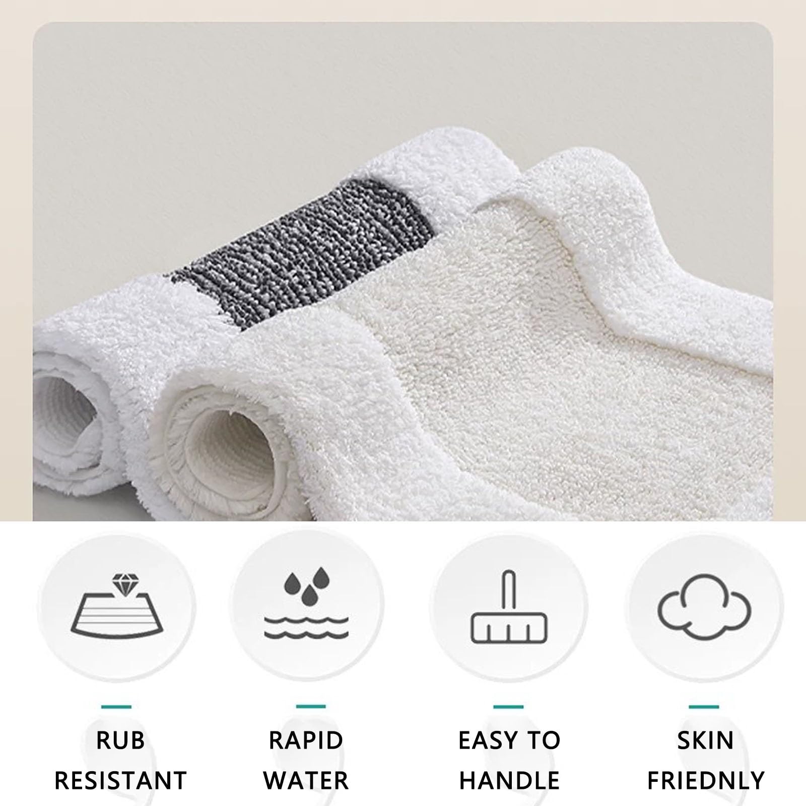 Saugfähige Badematte, Waschbare Badezimmerteppiche, Neutrale Badematte, Verschleißfest und Kratzfest, Geeignet for Badezimmer und Eingangsbereiche(White,40x60cm/15.7x23.6in)