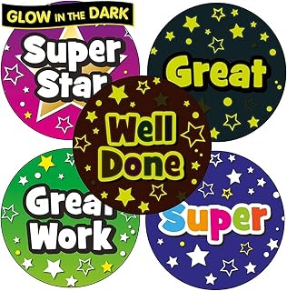 175 Glow In The Dark Childrens Pupils School Teachers Praise Reward Stickers 37mm Brainwaves Primary Teaching Services