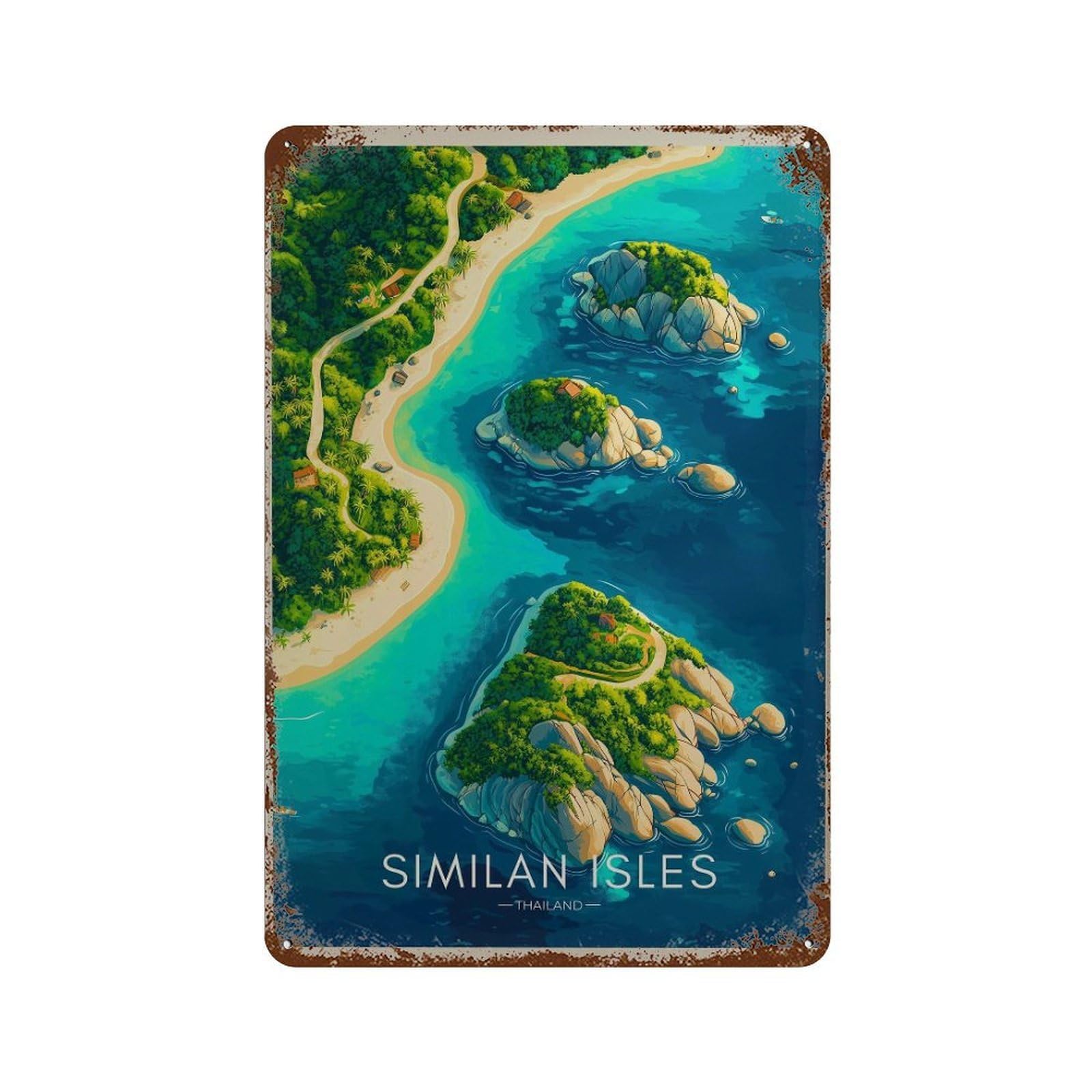 xiaoxiaoshen Similan Islands Travel Thailand Tropical Island Wall Decor Art Metal Tin Poster Modern Home Decor Art Home Bar Shop Decorations Vintage Sign 30x20cm