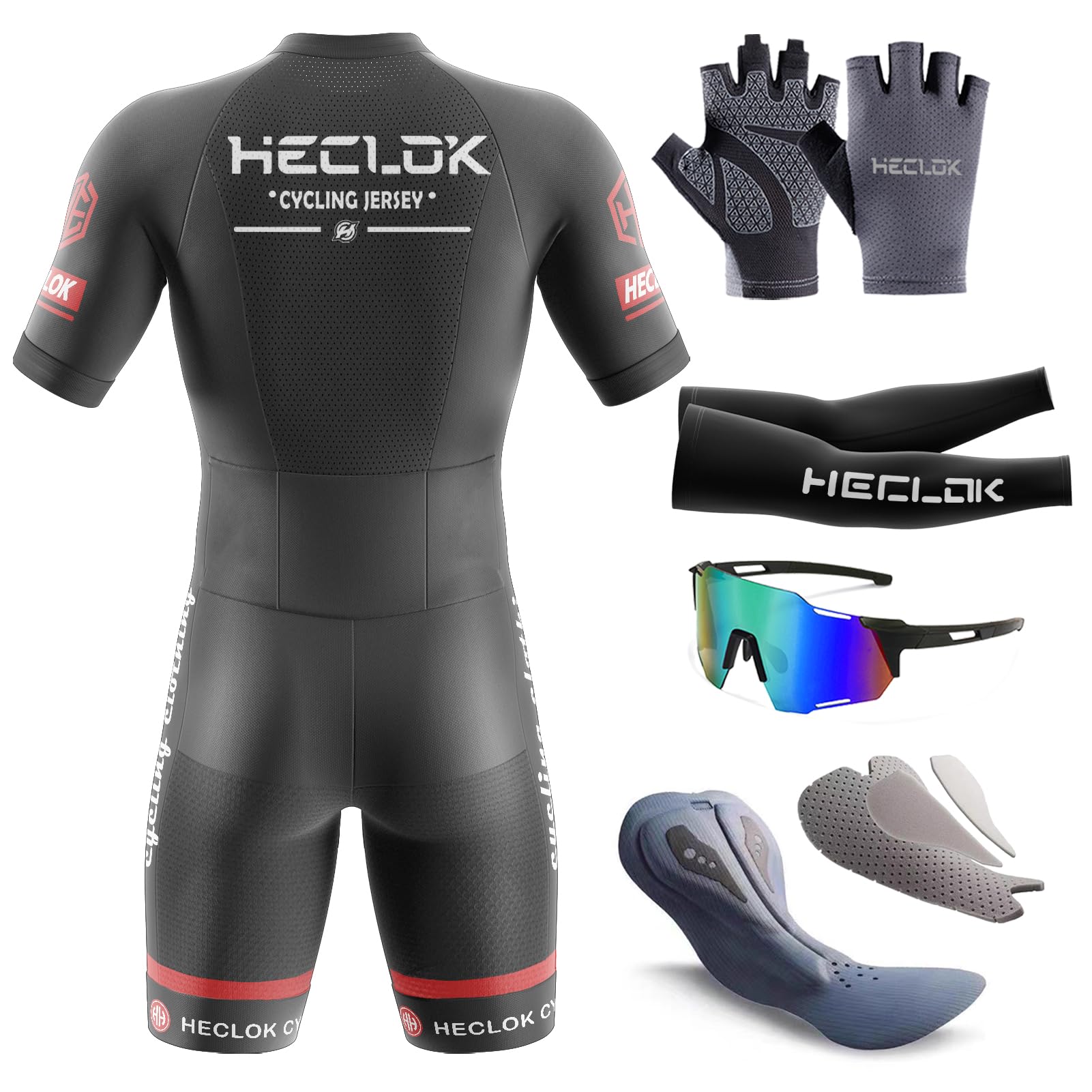 Herren Fahrrad Skinsuit,Kurzarm-Radsportanzug，Gepolstert einteilig Trisuit Bike Short Trisuit Einteiler für Wettkampf，Handgefertigter Hochdichter Schwamm in Wettkampfqualität Gepolstert