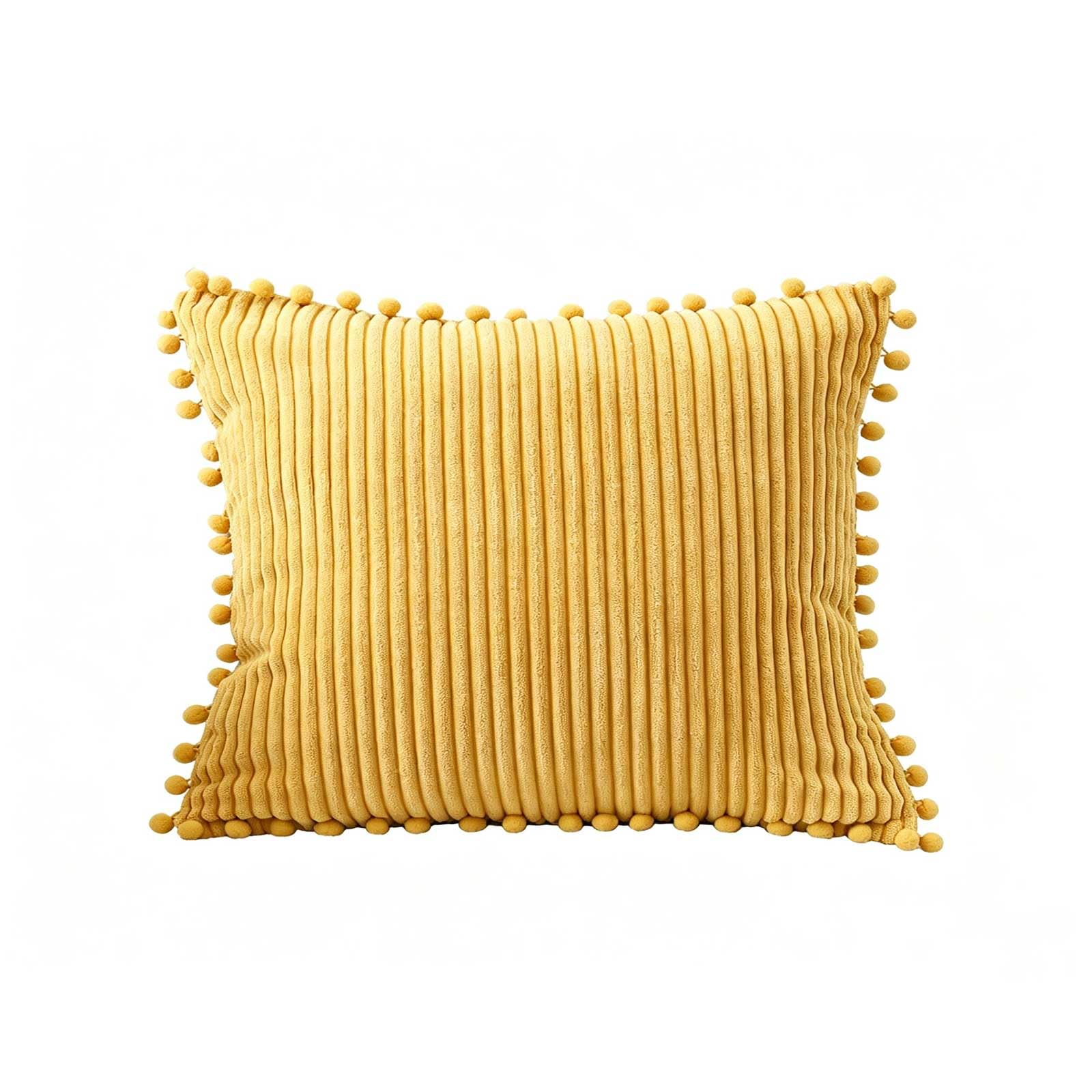 AXCTYSFP Corduroy Striped Decorative Throw Pillow Covers with Pom Solid