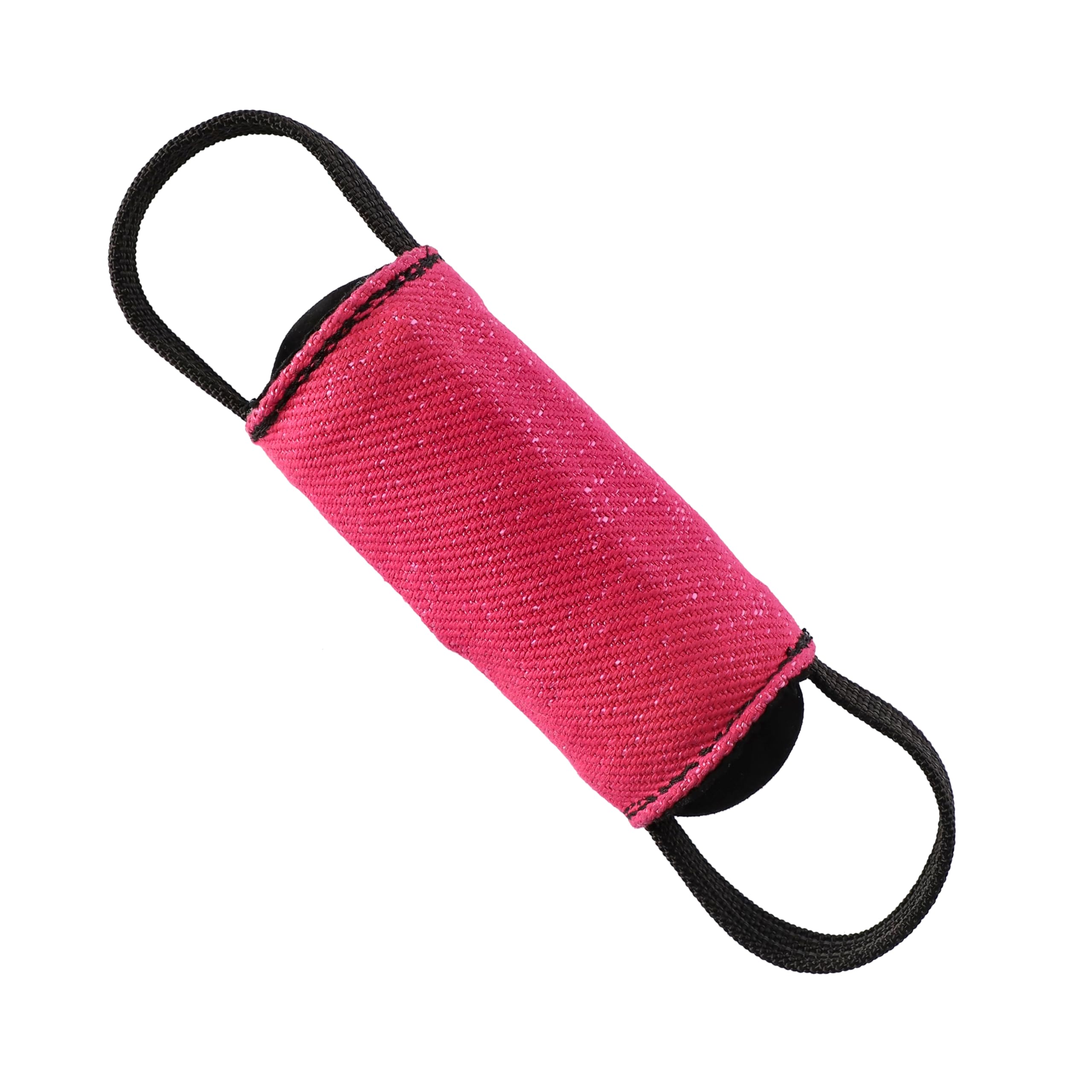 DINGO GEAR Dog Training Tug Toy Cylinder-Shaped Dummy for IGP, Bite Lessons, Dog Sports, Retrieve, Tug of War, Play, 2 Handles, Pink Nylcot 15 x 6 cm (S02812)