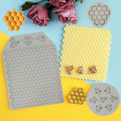 Miniatura 3 de 4 piezas 7 cavidades Bumble Bee Moldes de silicona moldes de panal de fondant moldes de caramelo chocolate moldes de silicona