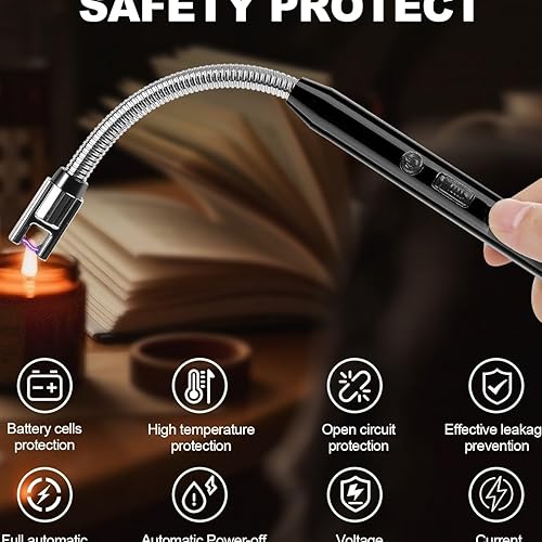Miniatura 2 de Paquete de 2 encendedores de arco de plasma  Encendedores de velas USB recargables con cuello flexible, resistente al viento y sin llama, juego azul
