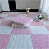 16 Pcs Plush Foam Floor Mat Square Interlocking Carpet Tiles Fluffy Play Mat Floor Tiles Soft Area Rugs for Home Playroom Decor, 12 X 12 X 0.4 inColor:White Pink