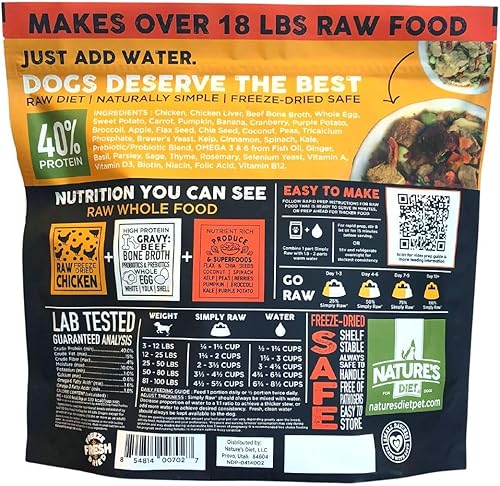 Miniatura 2 de Nature's Diet Simply Raw - Comida entera cruda liofilizada  Hace 18 libras de alimentos crudos frescos con músculo, órgano, caldo de huesos, huevo