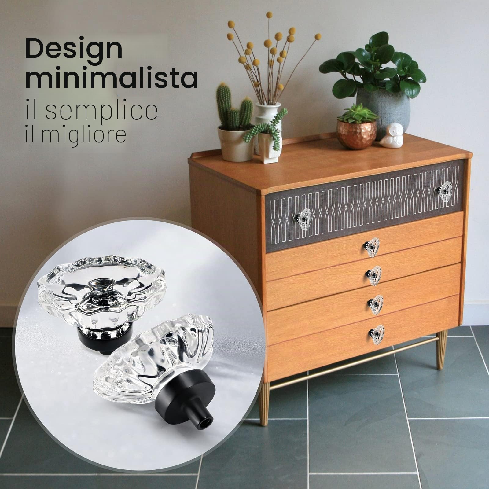10 pomelli in vetro per armadietti, ovali in cristallo, pomelli trasparenti vintage per armadi, cassetti, comò, armadio, armadio - moderni