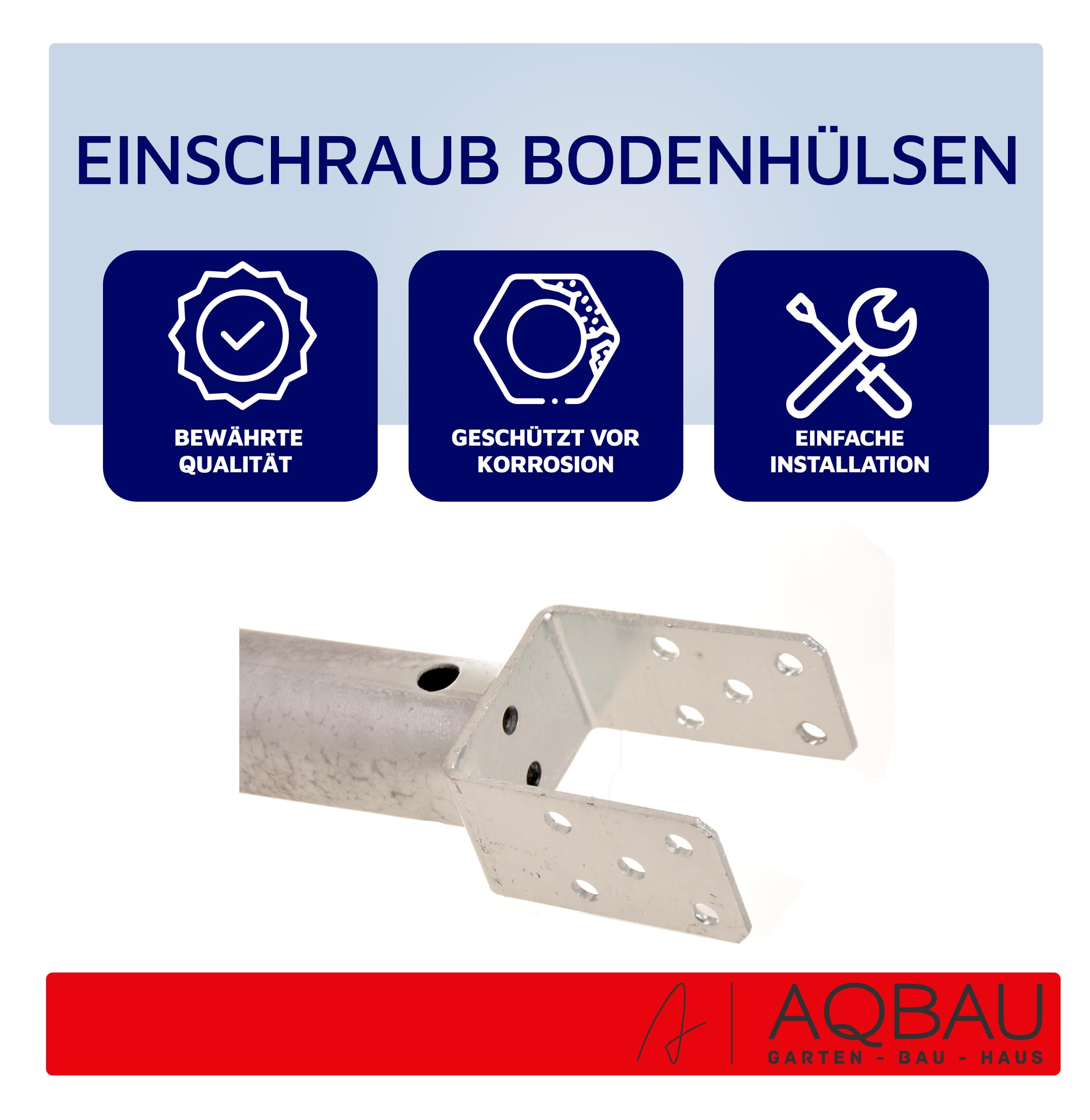 U support de poteau 140 mm à visser, douille au sol vissable, douille vissable, douilles au sol à enfoncer, douille au sol vissable, ancre au sol, piquet de terre, ancre de poteau