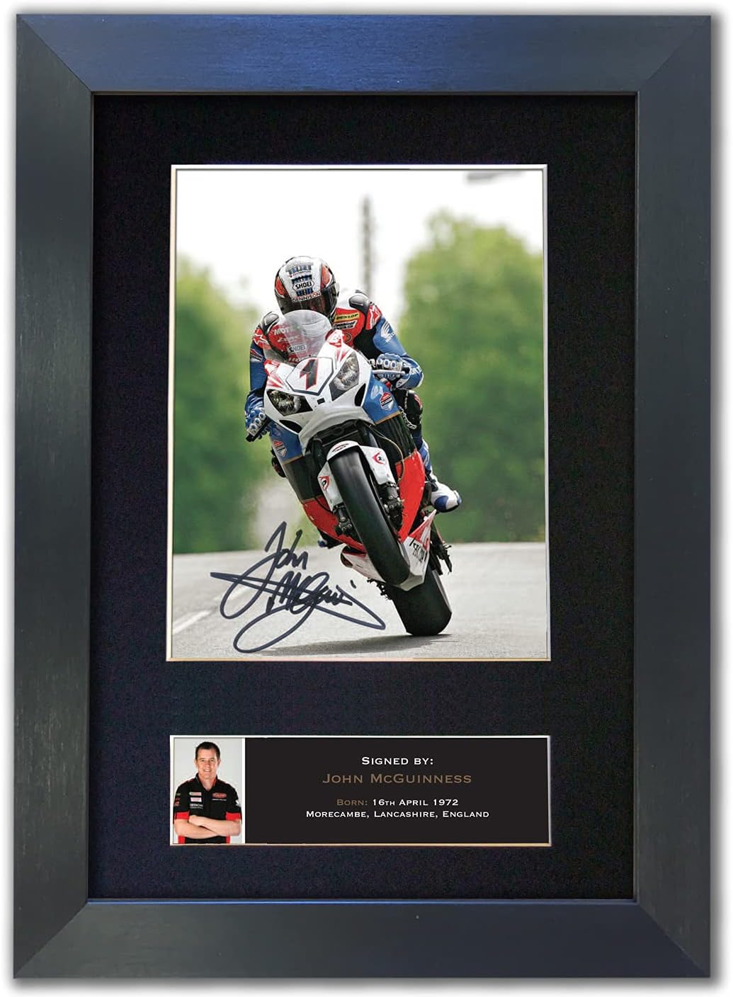 JOHN McGUINNESS Motorcycle Rider Motor Sports Signed Reproduction Autograph Mounted Photo Print #465