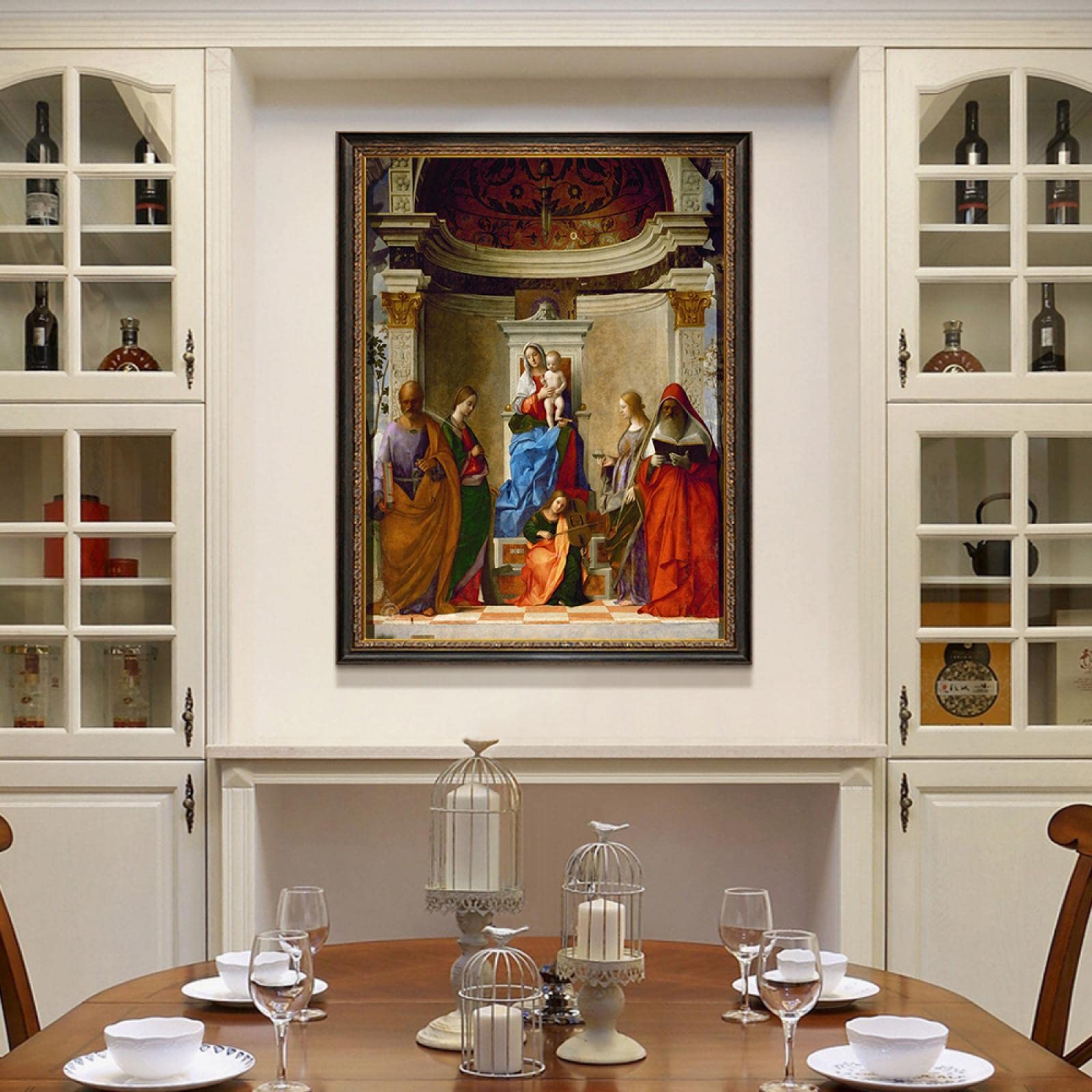 Dittelle Madonna Enthroned With Child And Saints Canvas Prints Paintings Wall Art Religious Pictures For Living Room Home Decor 19.6”X 27.5”(50X70cm) No Frame