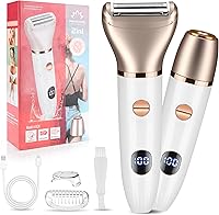 Karrte 2-in-1 Women's Electric Shaver & Bikini Trimmer - Painless Wet/Dry Cordless Razor for Pubic Hair & Sensitive Skin, White