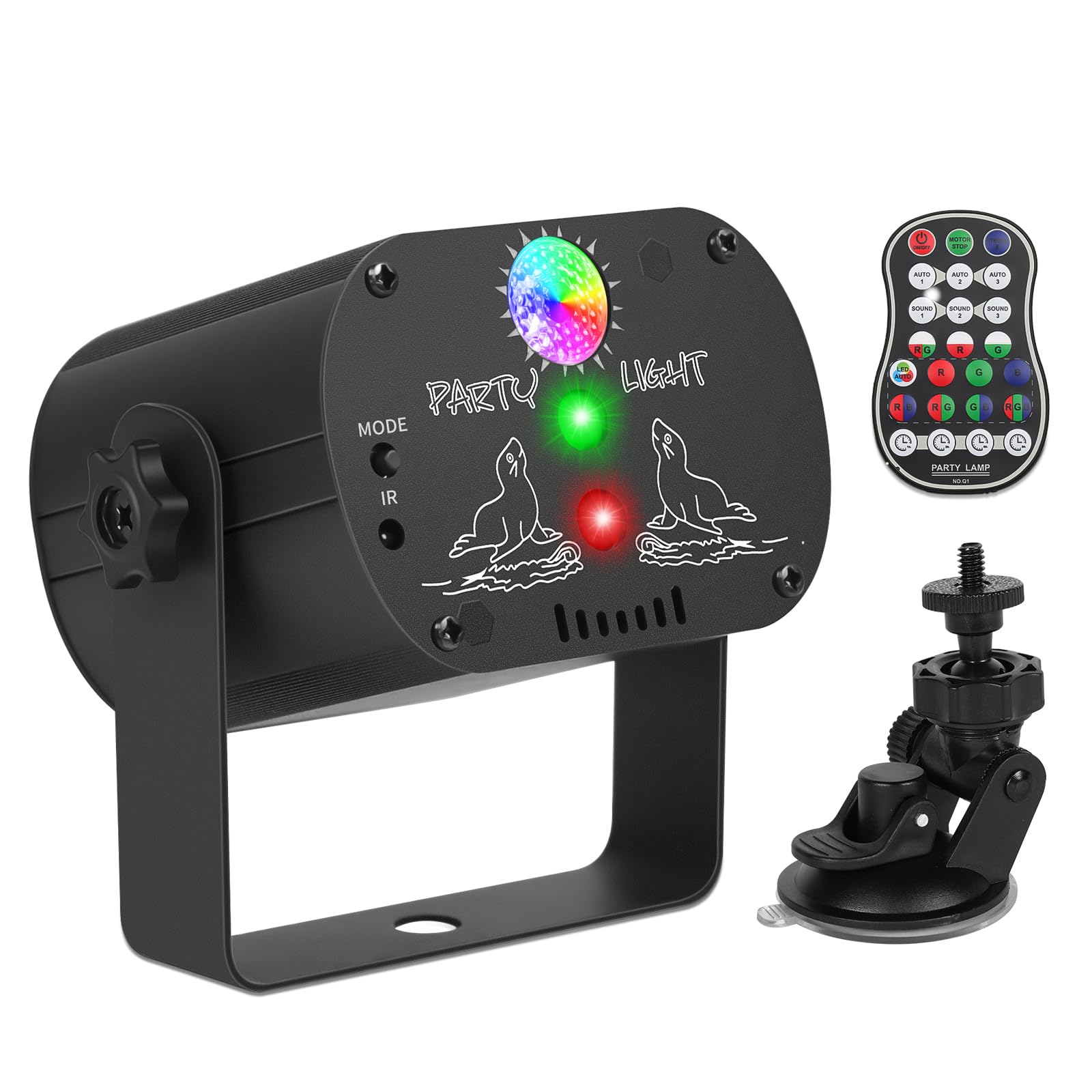 Luces de discoteca LED RGB con mando a distancia inalámbrico，Luces de fiesta con 60 combinaciones de iluminación Batería integrada y cable USB Adecuado para fiestas, discotecas, KTV, Halloween