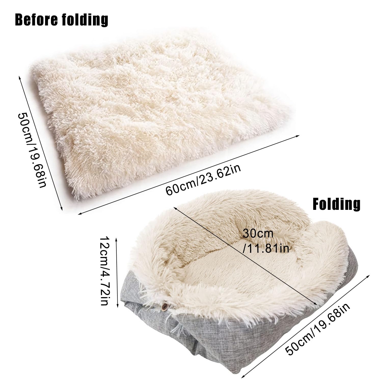 Jesdavan Cuccia Pelosa, Pieghevole Interno, Lavabile Lettino, Morbida Adatto a Gatti Cani di Piccola e Media Taglia(60 x 50cm)