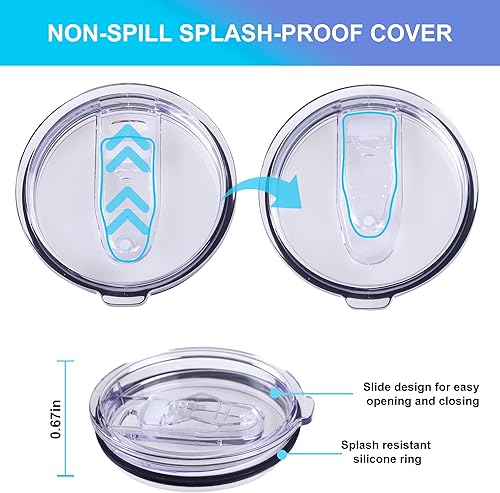 Miniatura 6 de 2 tapas de repuesto para vaso de acero inoxidable de 20 onzas - Reemplaza solo las tapas con un diámetro superior de 3.4 pulgadas (diámetro inferior
