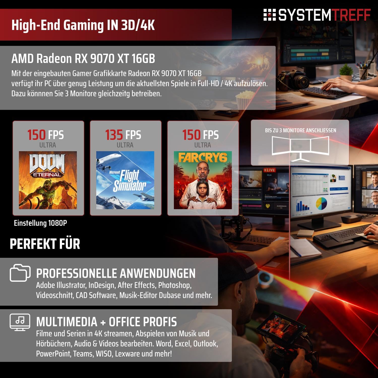 SYSTEMTREFF High-End Gaming PC - Intel Core i7-13700KF - RX 9070 XT 16GB