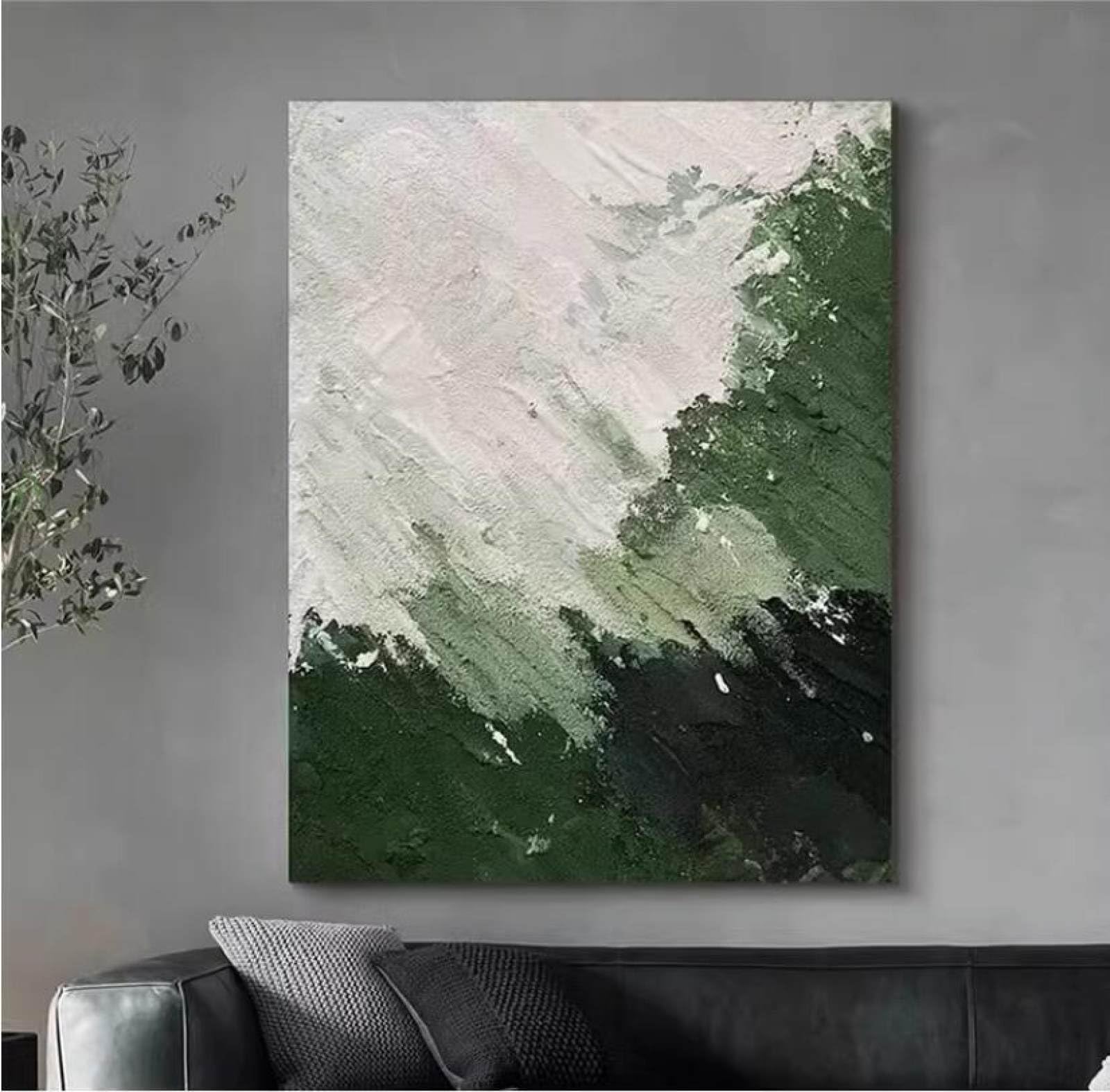 Peinture à l'huile grand format pour habiller un mur de salon abstrait vert