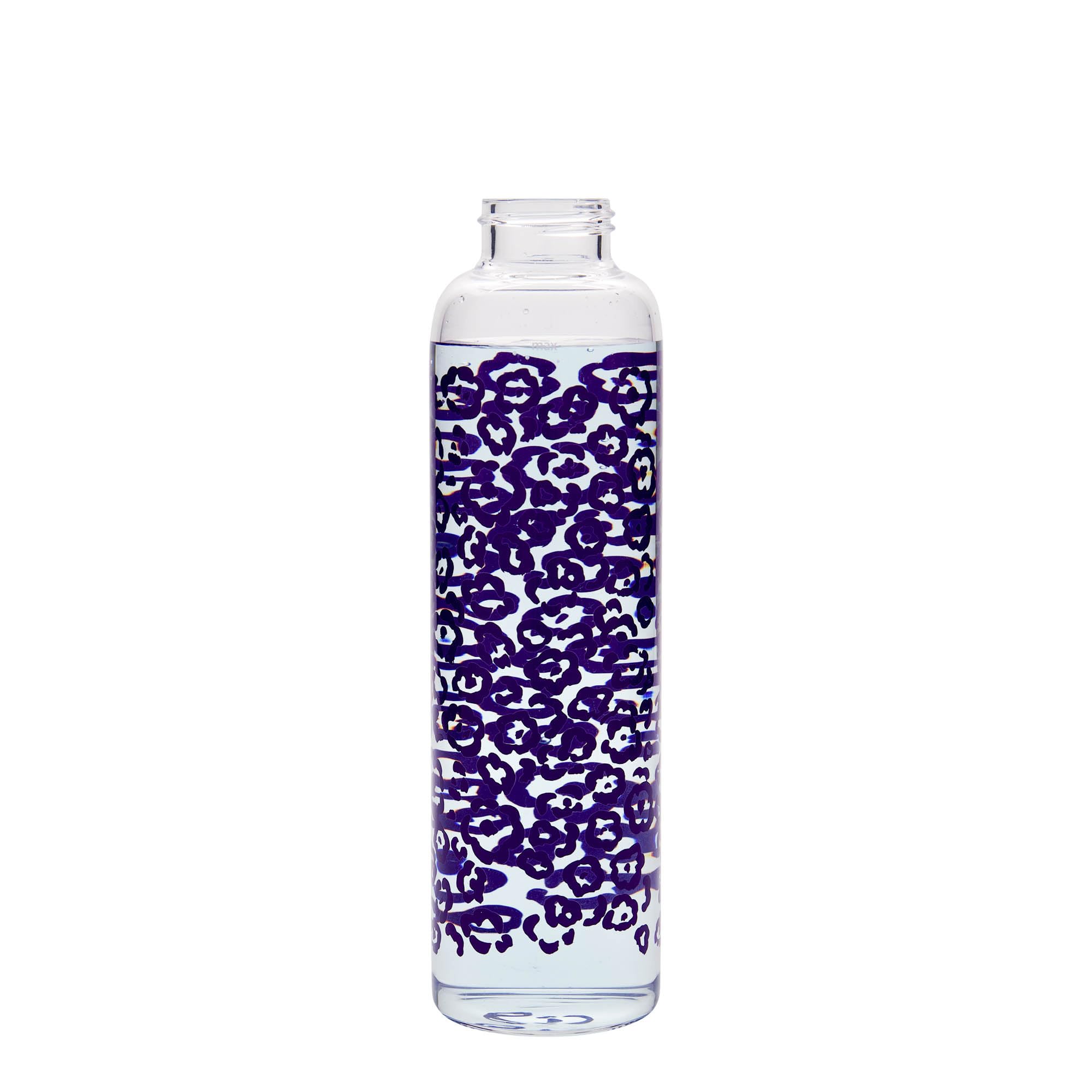 Borraccia Perseus viola fiori 500 ml in vetro trasparente con coperchio in metallo, set da 6 pezzi