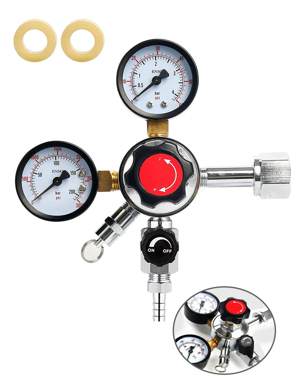 Buy KECOP Dual Gauge CO2 Draft Regulator Dual Stage Pressure Regulator