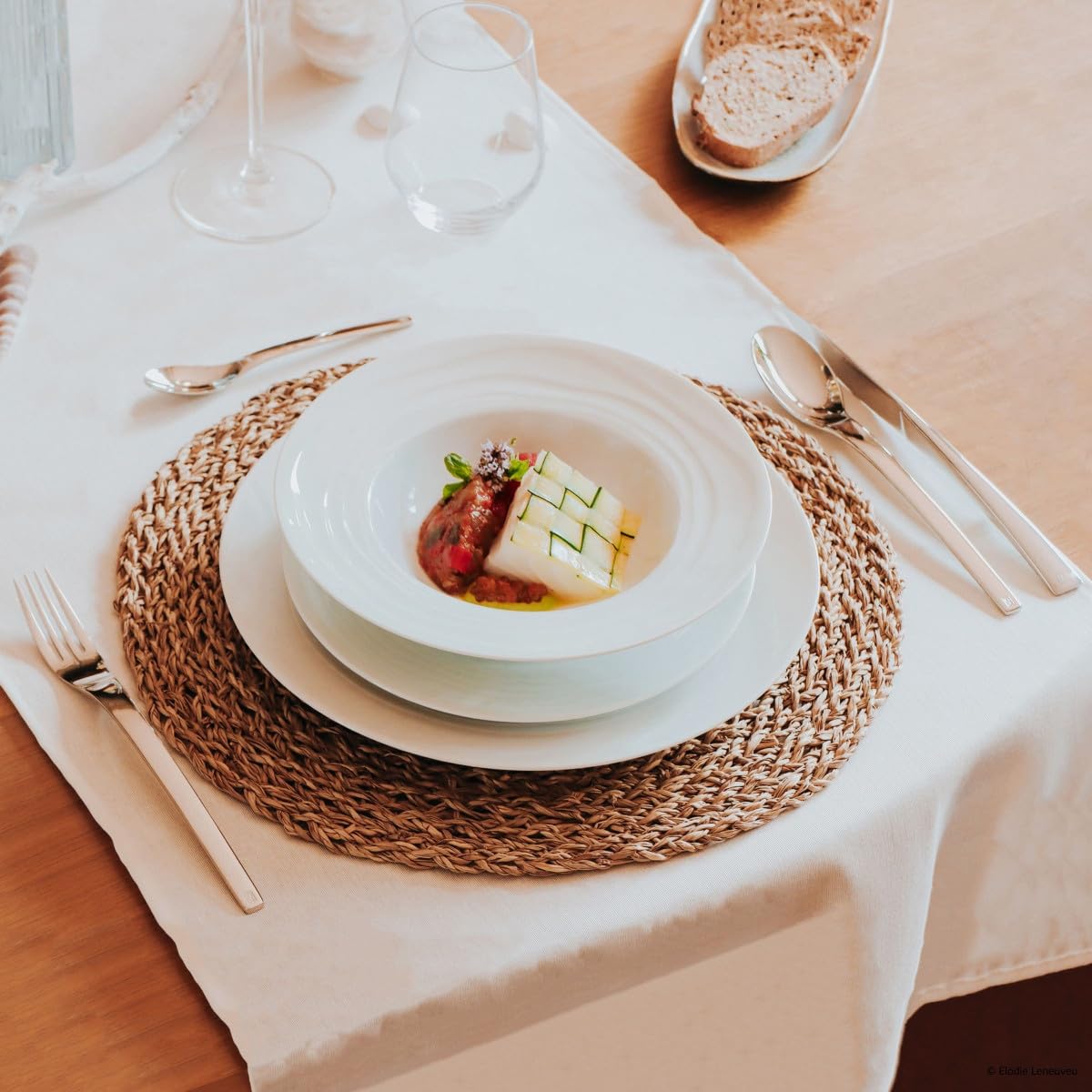 Médard de Noblat - Assiette creuse - D23 cm - Baghera - Porcelaine - Lot de 6 - Blanc