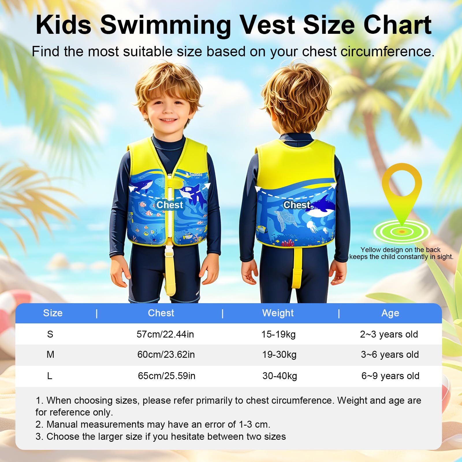 Chaleco de Natación para Niños 2-9 Años, Flotador Ajustable 8 Paneles, Neopreno Premium Seguro