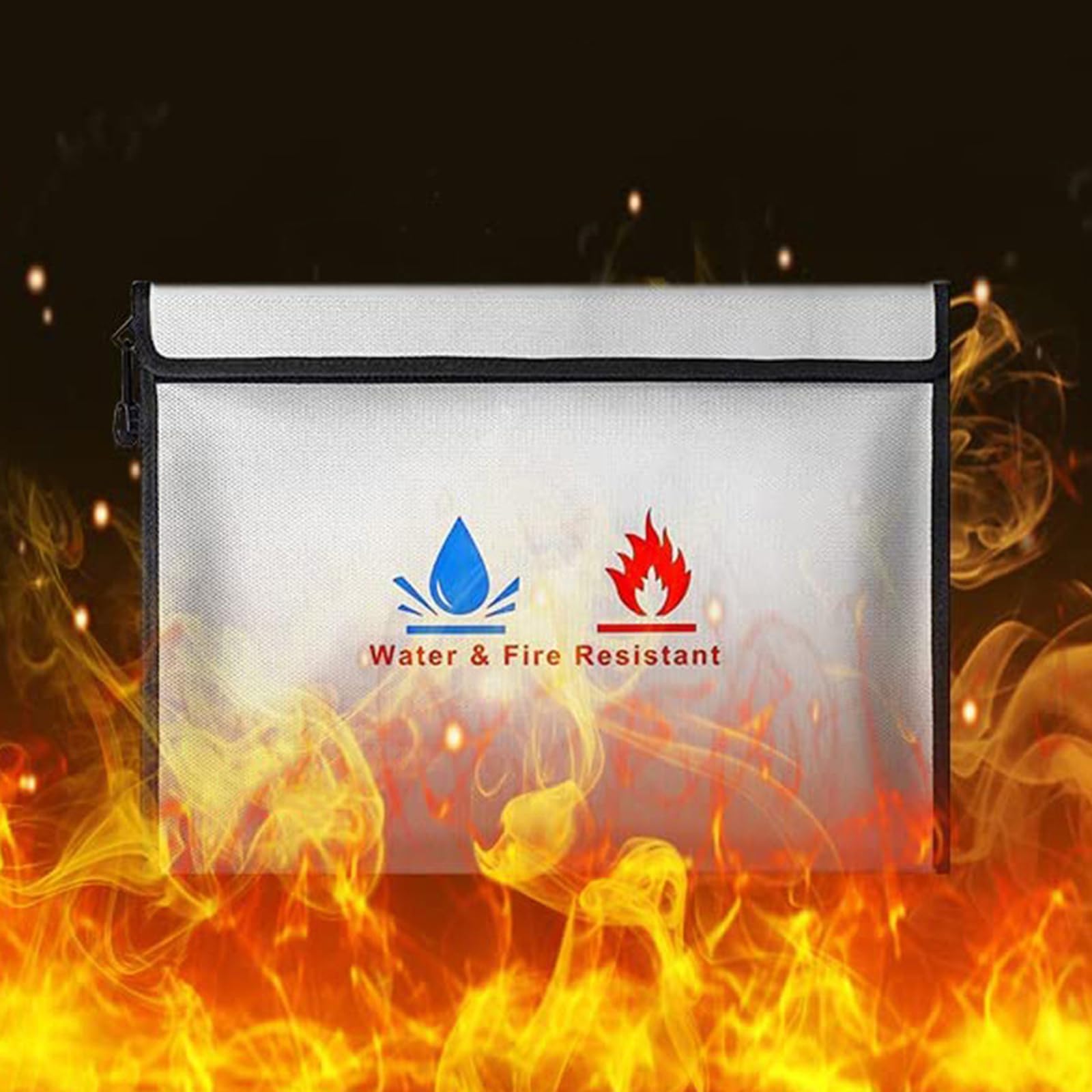 Bolsa de documentos ignífuga, impermeable, ignífuga, bolsa de archivos, bolsa organizadora de almacenamiento de documentos, bolsa de archivos de viaje, para oficina y escuela