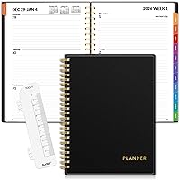 SUNEE 2026 Weekly Monthly Planner Jan-Dec 2026 Spiral Bound Black 6.4x8.3" Flexible Cover Tabs Pockets Notes