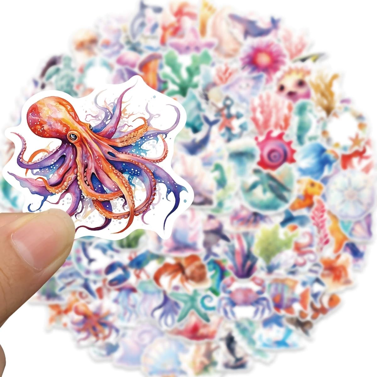 Marine Animal Vinyl Stickers,Fish Sea Marine Life Graffiti Stickers,Vinyl Waterproof Sticker for Kids Teens Girls,for Phone Laptop Bottles Skateboard Computer Phone Luggage Guitar Gifts Sticker - Image 2