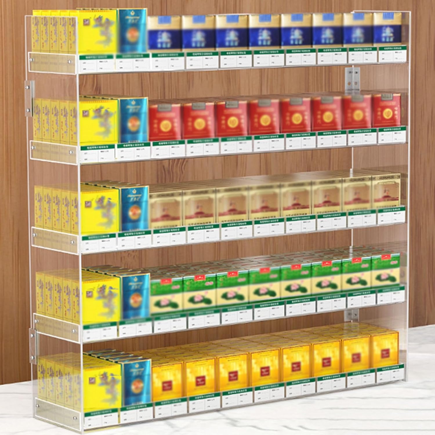 Commercial Retail Display Rack - Clear Cigarette Case Holder, Wall Mounted/Countertop Cigar Showcase for Supermarket & Store Cigarette Vendors (61.5x13x64cm)