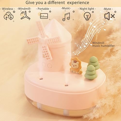 Miniatura 6 de Humidificadores ultrasónicos para dormitorio y oficina, humidificador de niebla fría con caja de música, humidificador de viento giratorio para bebé
