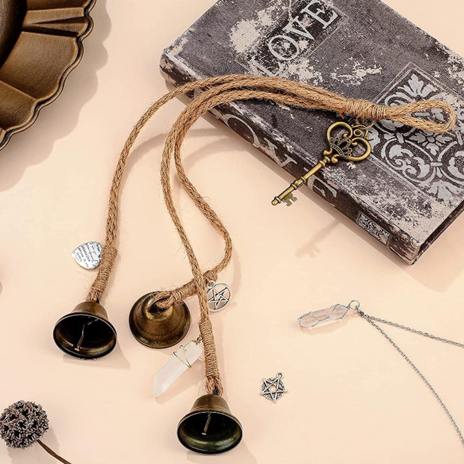 CENPEK Campanello a vento da strega vintage – campane magiche per decorazione wiccan – Protezione esagonale per gli amanti della famiglia e degli amici, regalo di inaugurazione della casa
