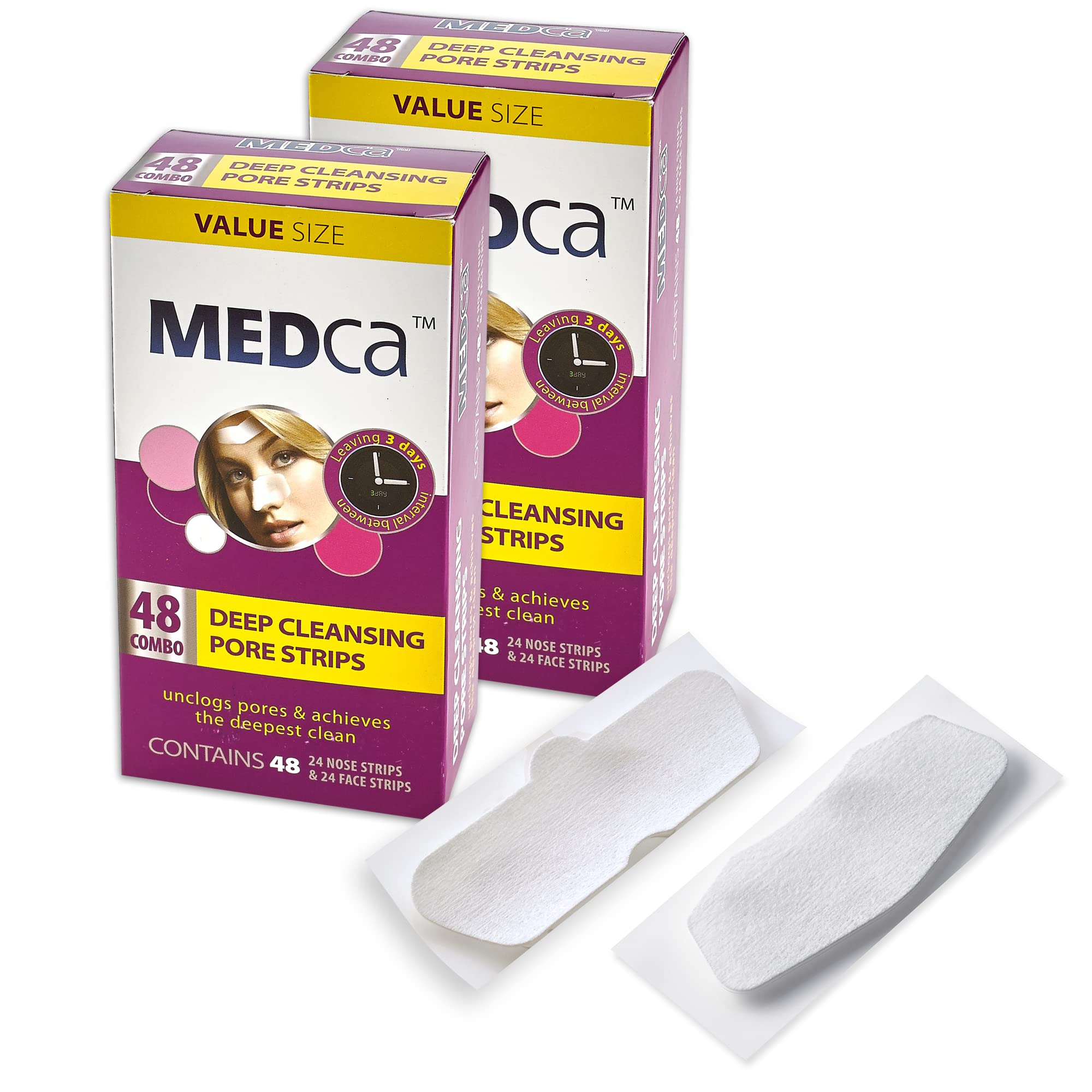 MEDca Deep Cleansing Blackhead Pore Strips - Pack of 96 Peel - Off Blackhead Remover and Pore Unclogging Strips for Nose and Face, Chin, Forehead & Healthier Looking Skin