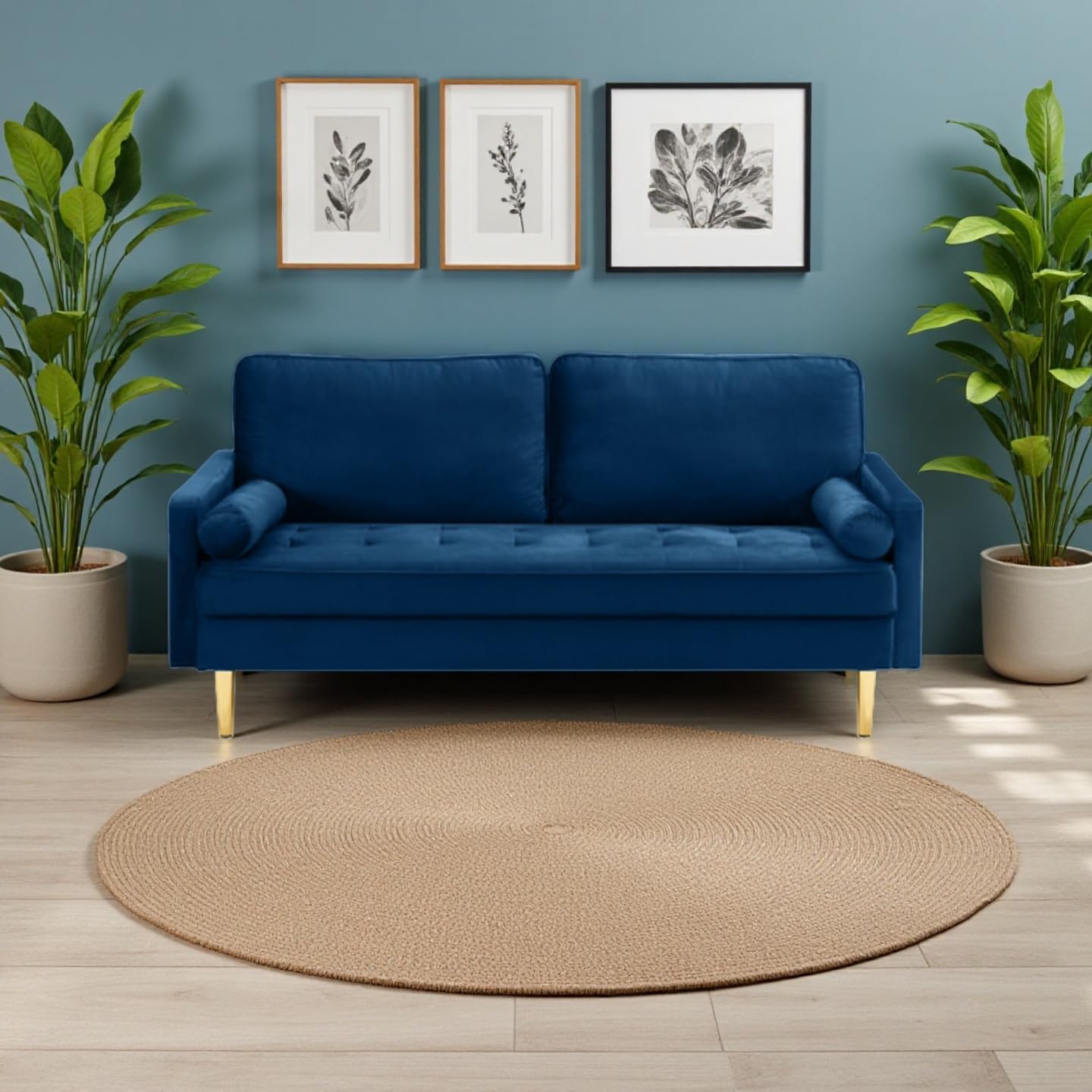 YHUBHSIS 65'’ Velvet Upholstered Loveseat Sofa with Gold Metal Legs Modern Tufted Backrest Couch Solid Wood Frame for Living Room Bedroom,Apartment,