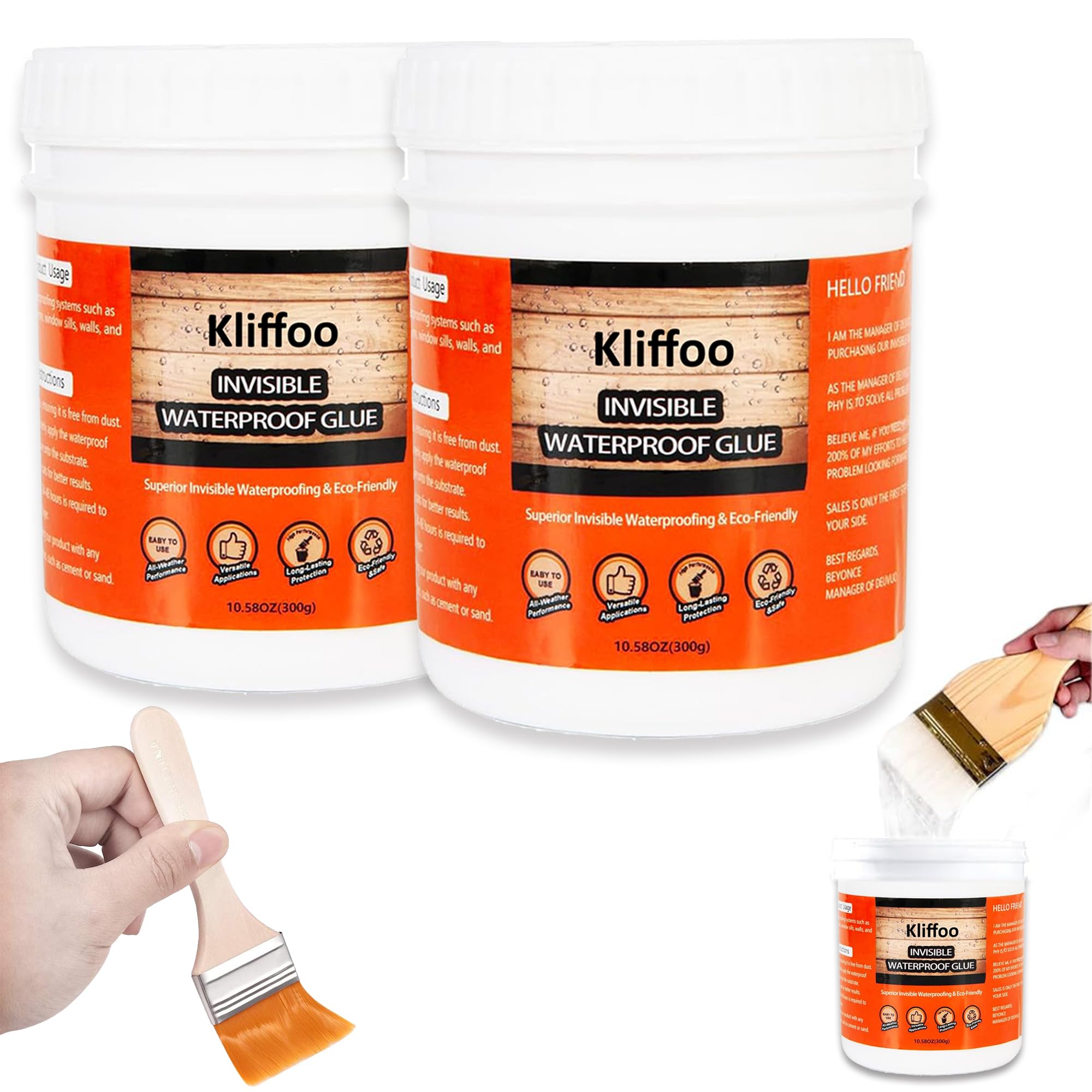 Kliffoo Waterproof Crack Seal Glue 300g with Brush pack of 2,Transparent Waterproof Glue for Roof Anti-Leakage Agent Solution, Waterproofing Glue for Bathroom, Pipe,Wall, Tiles, Surface,Window (B0D8SN35WR) Amazon Price History, Amazon Price Tracker