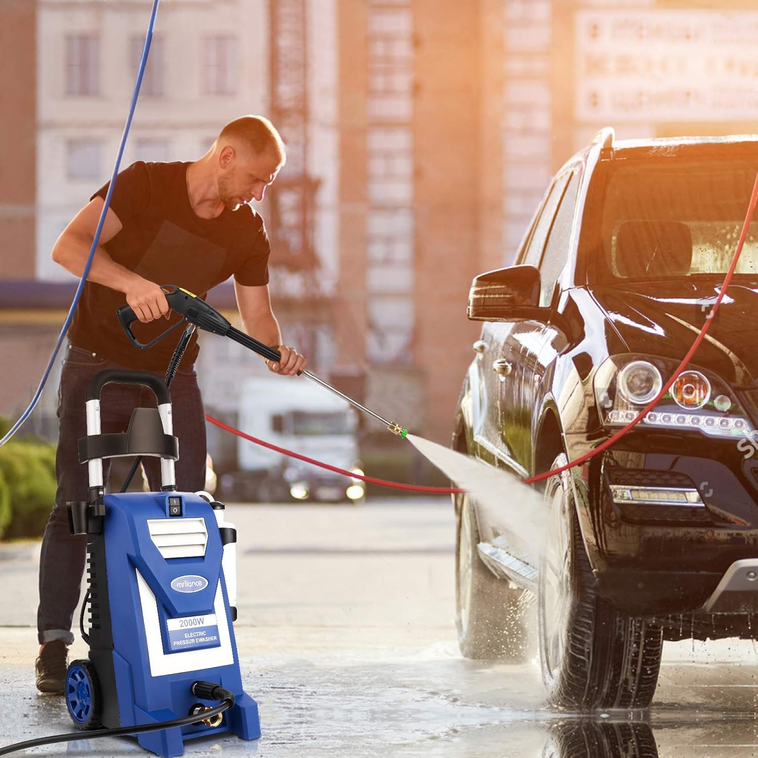 Black Friday 🔥 mrliance 2200PSI Pressure Washer Electric Power Washer 1.9GPM/1800W Electric Water Pressure Washer Professional Car Washer with Brass Hose Connector for Home Car Driveway Patio Clean-Blue