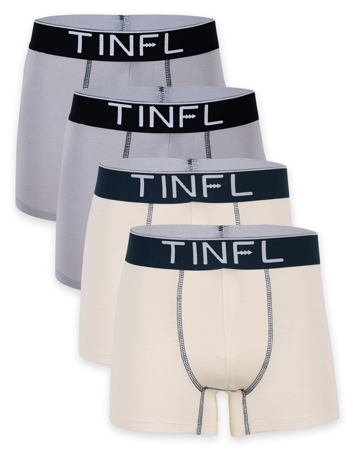 TINFL 8-16Y Big Boys Modal Breathable Stretchy Boxer Briefs 4 Pack Wide Band Underwear Set