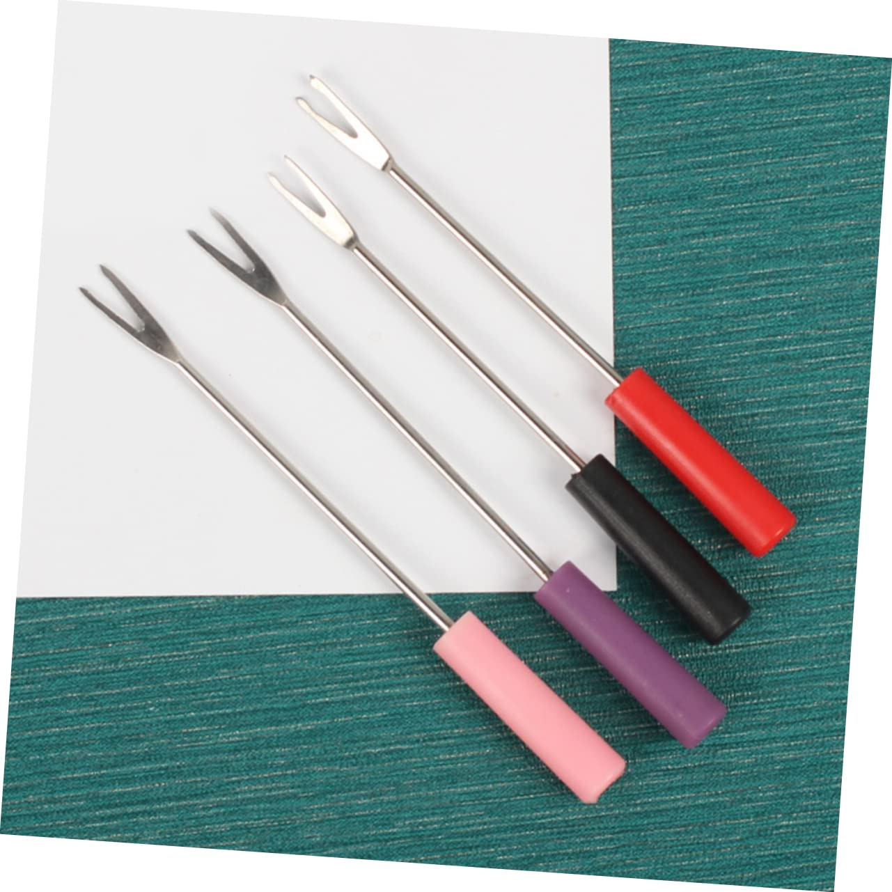 GRIRIW Stainless Steel Bbq Forks Cheese Melting Tips Red 6 Pack Comfortable to Hold