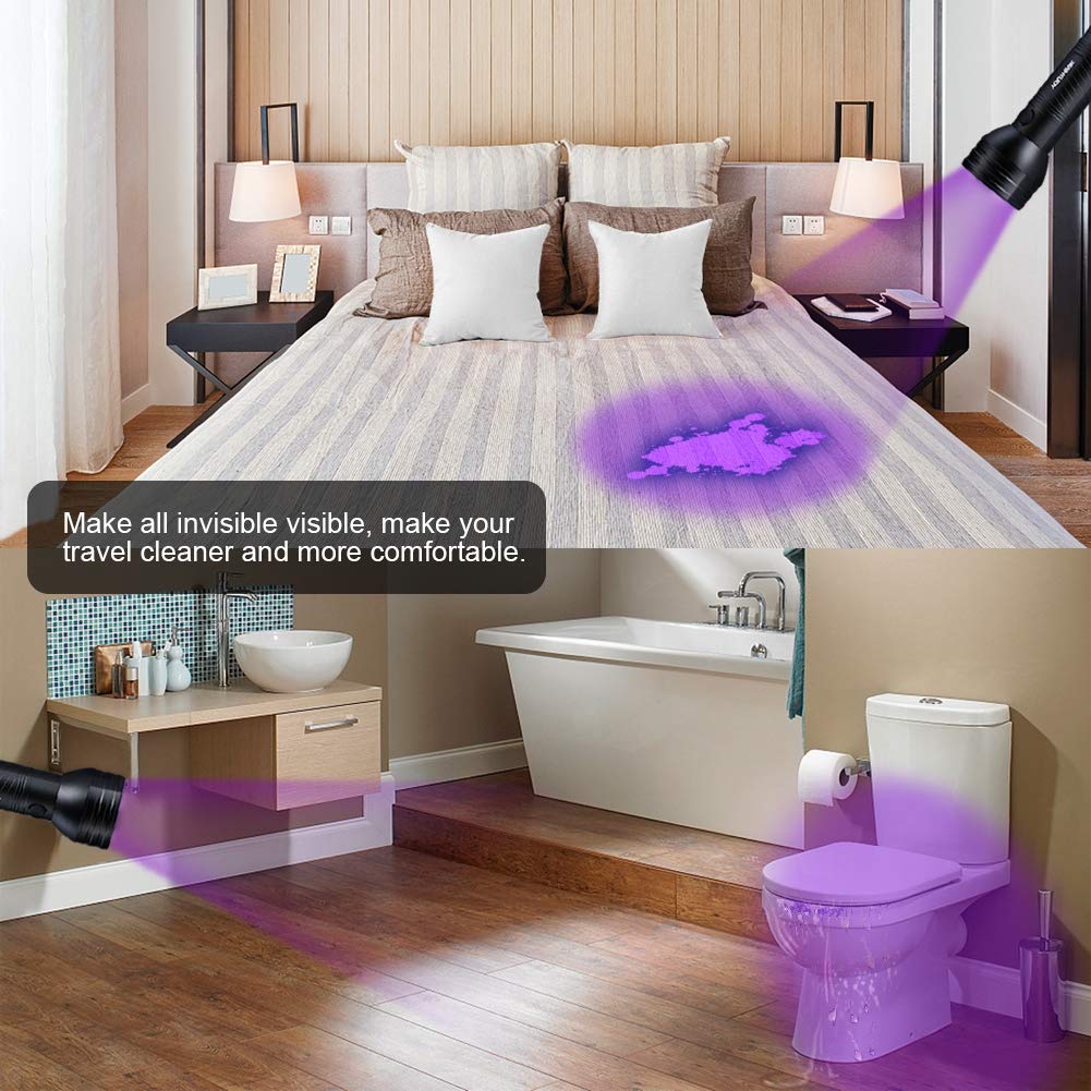 Lampe de poche à lumière noire UV Détecteur d'urine pour animaux de compagnie Détecteur d'urine de chat portable pour chien pour trouver des taches sèches pour animaux de compagnie sur les tapis de vê