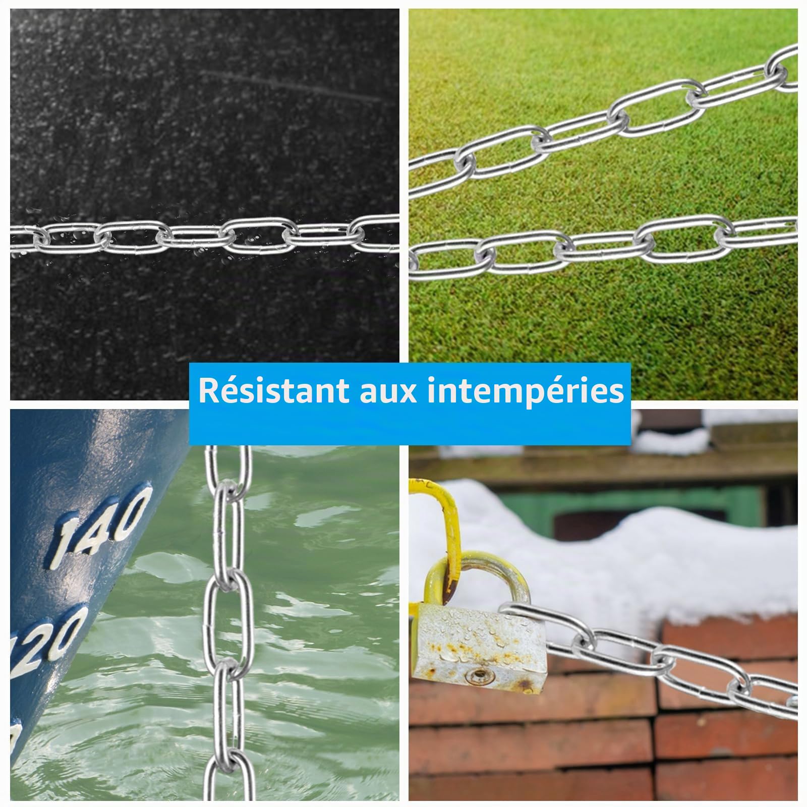 Chaine Acier, 15 m x 3 mm Chainette Metal, Starke de Chaîne, Chaine Chien pour Plantes Suspendues und Corde à Linge