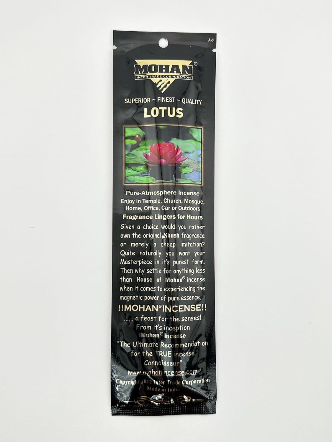 Mohan Incense Lotus Scent 1 Pack 250 Sticks (8 Inches Tall) - (Lotus)