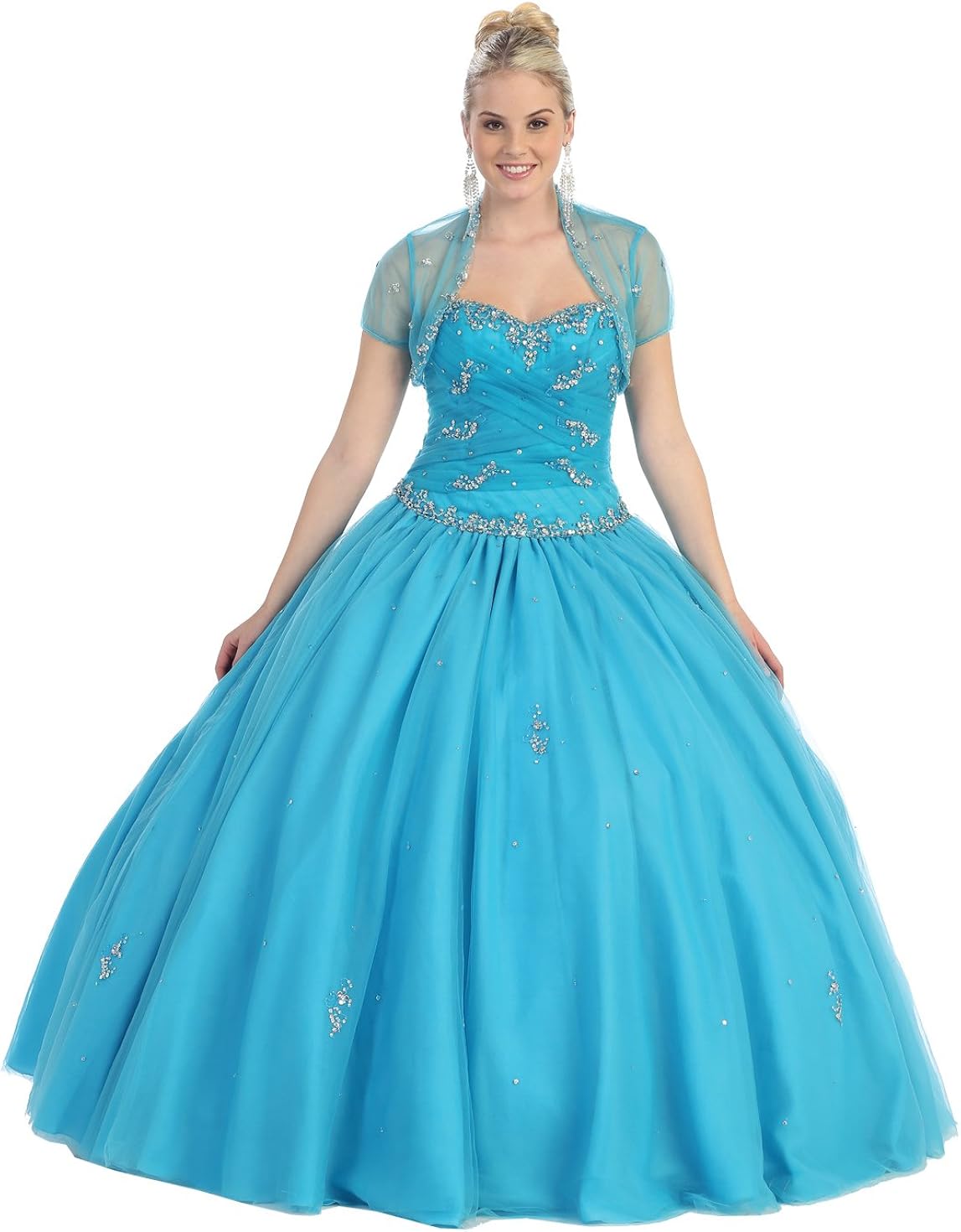Ball Gown Formal Prom Strapless Wedding Dress 725 (6, Turquoise) at