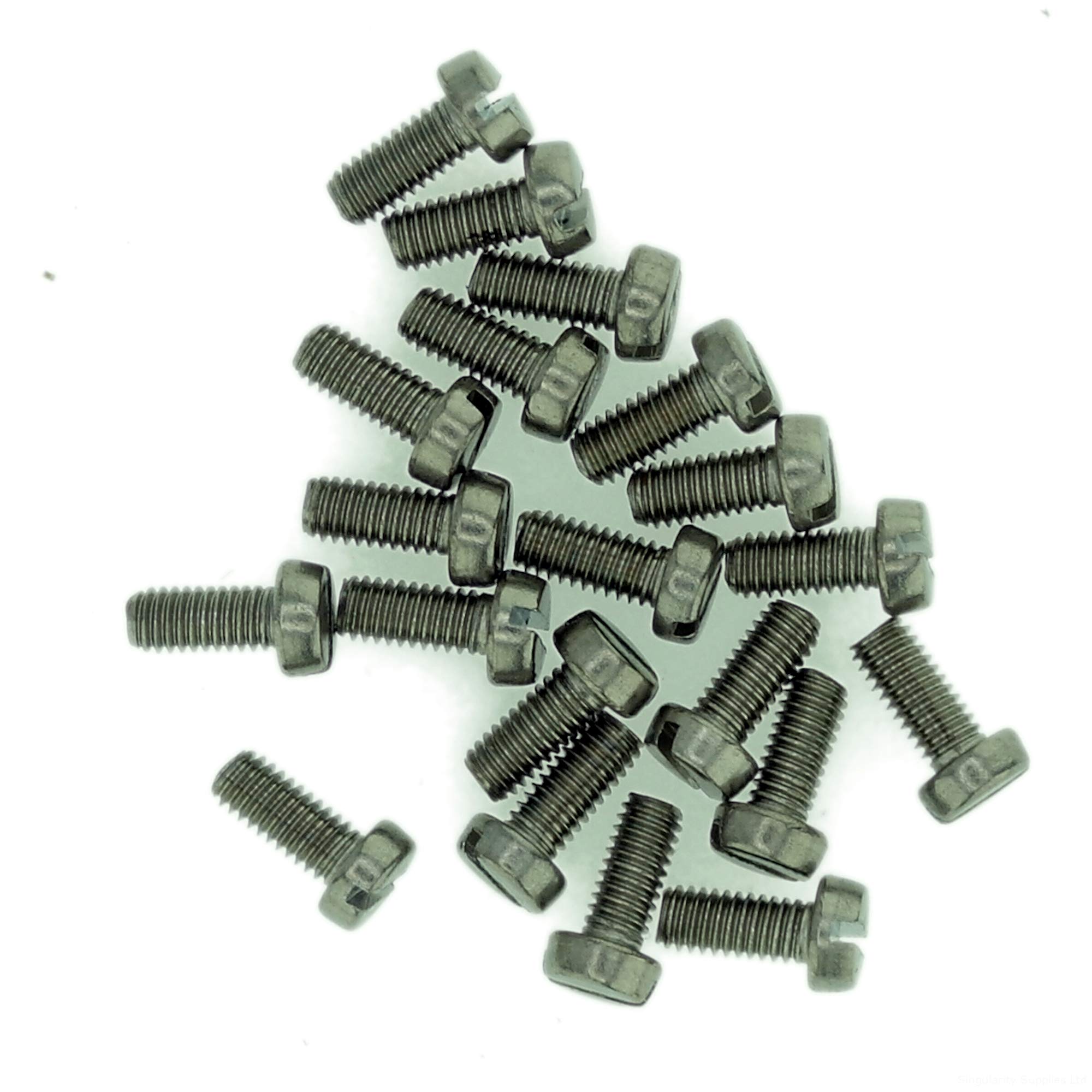 Singularity Supplies M2.6 (2.6Mm X 5Mm) Slot Cheese Machine Screw (Bolt) - Stainless Steel (A2) (Pack Of 20)