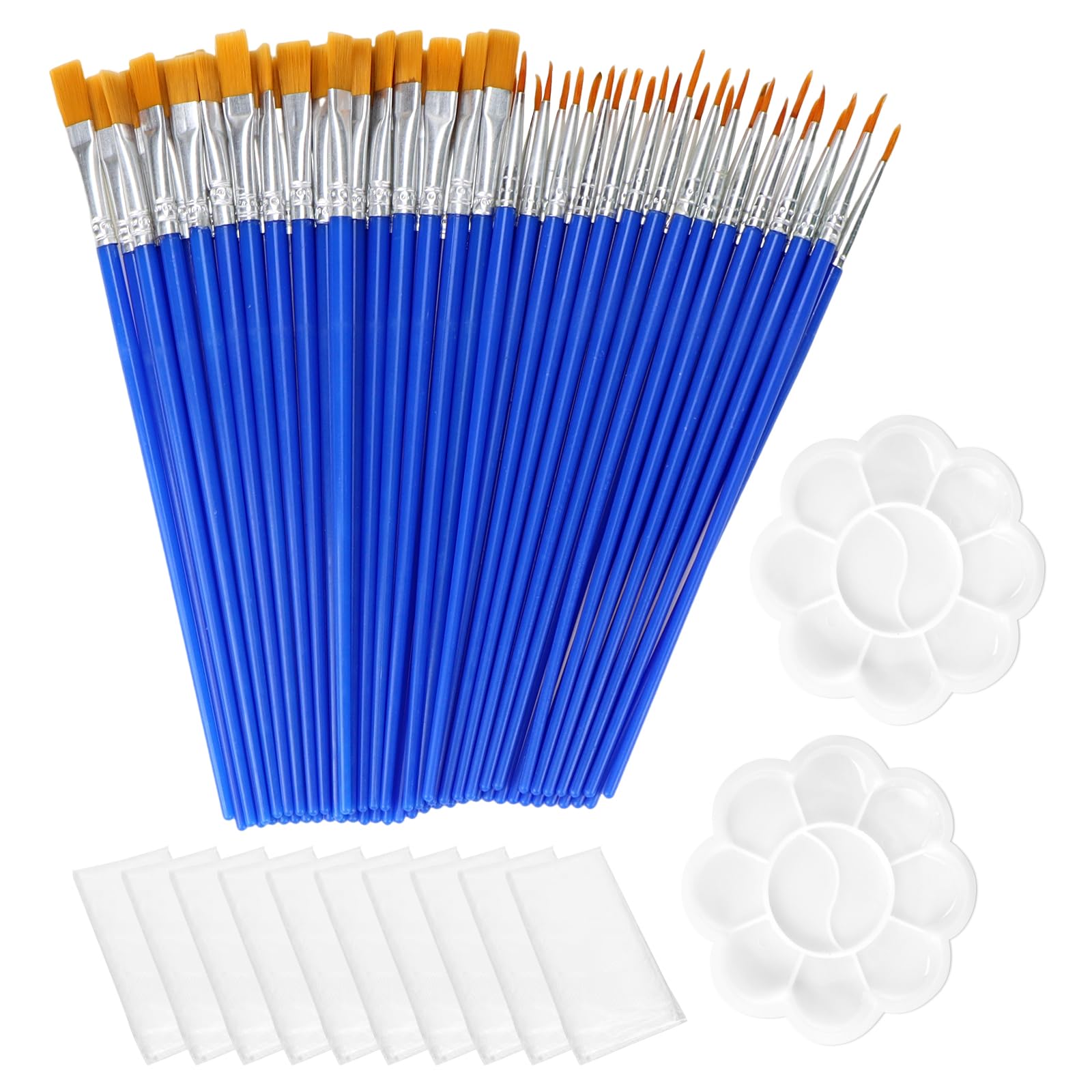 Getyjoe 60 Piezas Juego de Pinceles para Pintar Nylon para Acuarela Pinceles para Pintura de Cara Acrilica Facial Oleo para Principiantes Artista Manualidades Adultos y Niños