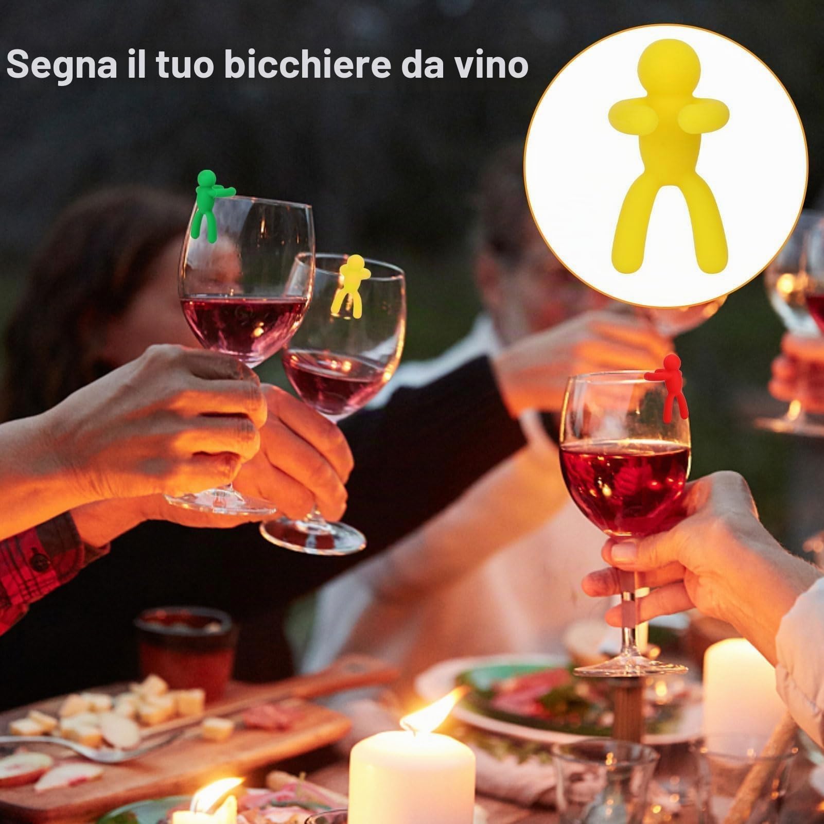 Set di marcatori per bicchieri da vino per feste, identificatori di bevande in vetro riutilizzabili in silicone Marcatori per cartellini per flauti di champagne Cocktail Martini