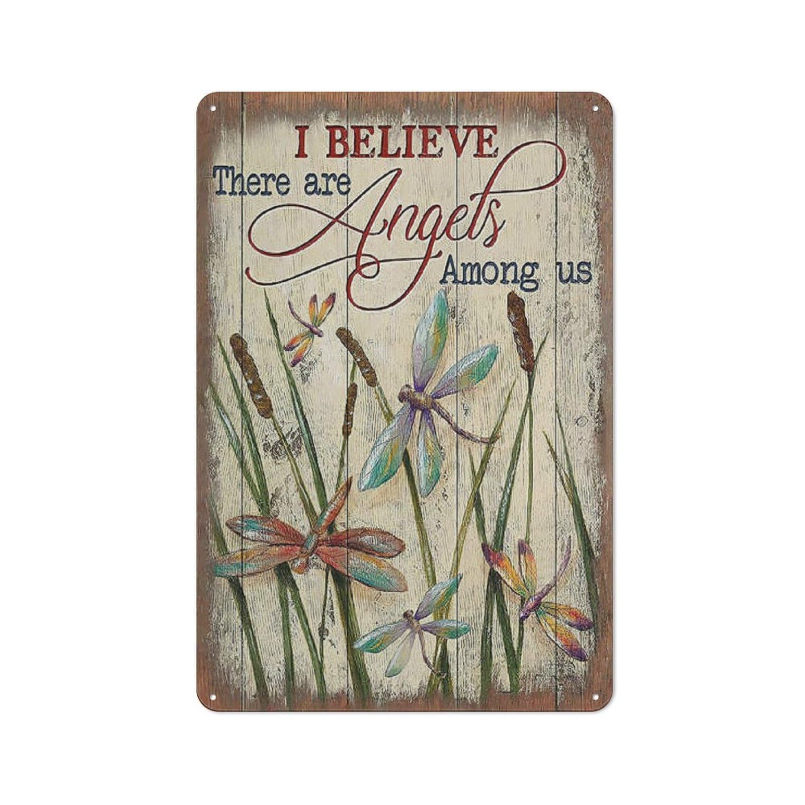 ACDOET Rustic Metal Tin Sign Dragonfly Wall Art Inspirational Quotes Wall Decor Country Dragonfly Painting Pictures Motivational Home Decoration Artwork For Bathroom Bedroom Living Room 8x12 Inch